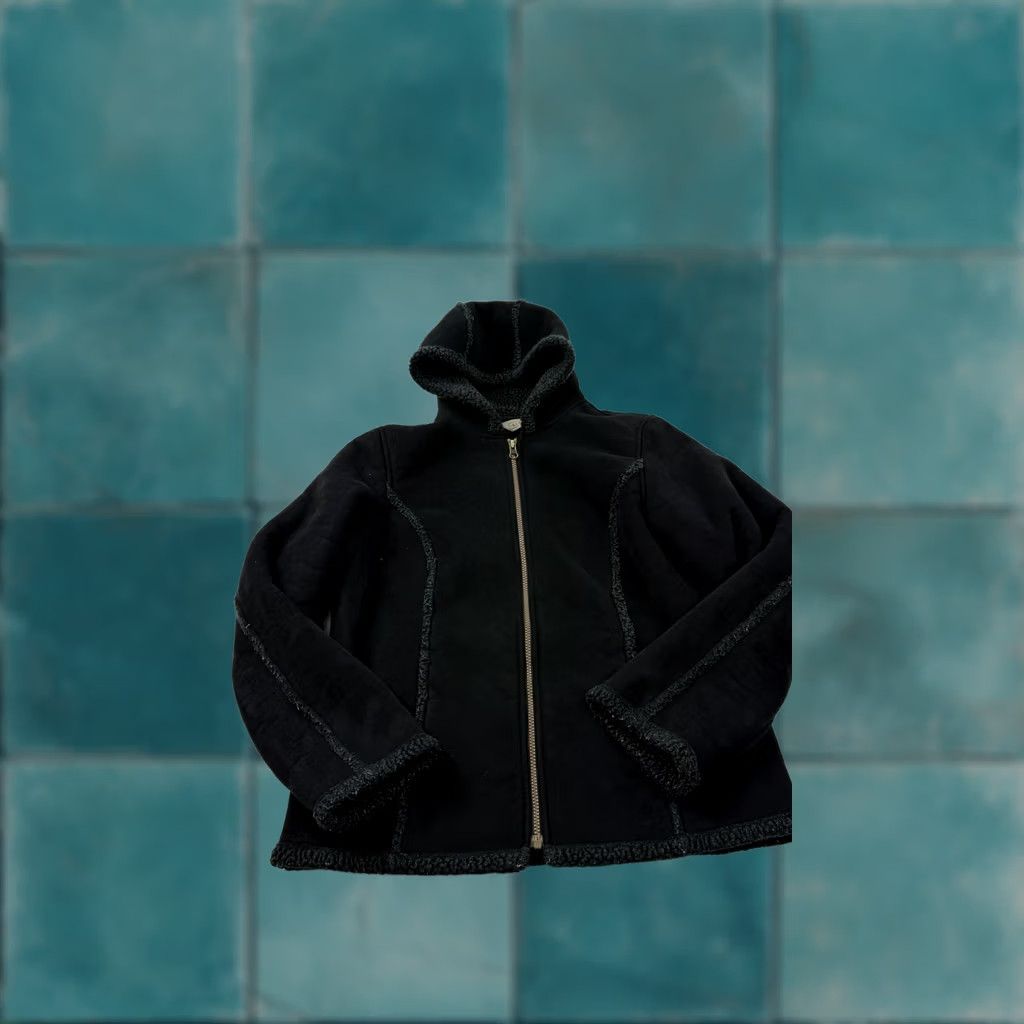 Vintage L.L.Bean Jacket Womens Medium Black Hooded Sherpa Lined Full Zip Fleece Warm Size M / US 6-8 / IT 42-44 - 1 Thumbnail