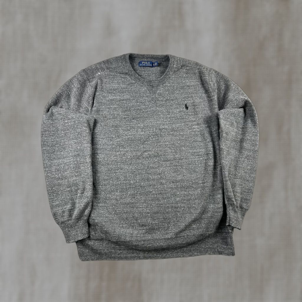 Polo Ralph Lauren VINTAGE Polo Ralph Lauren Sweater Mens XL Heather Gray Knit Crewneck Pullover Pony Logo Size US XL / EU 56 / 4 - 1 Thumbnail