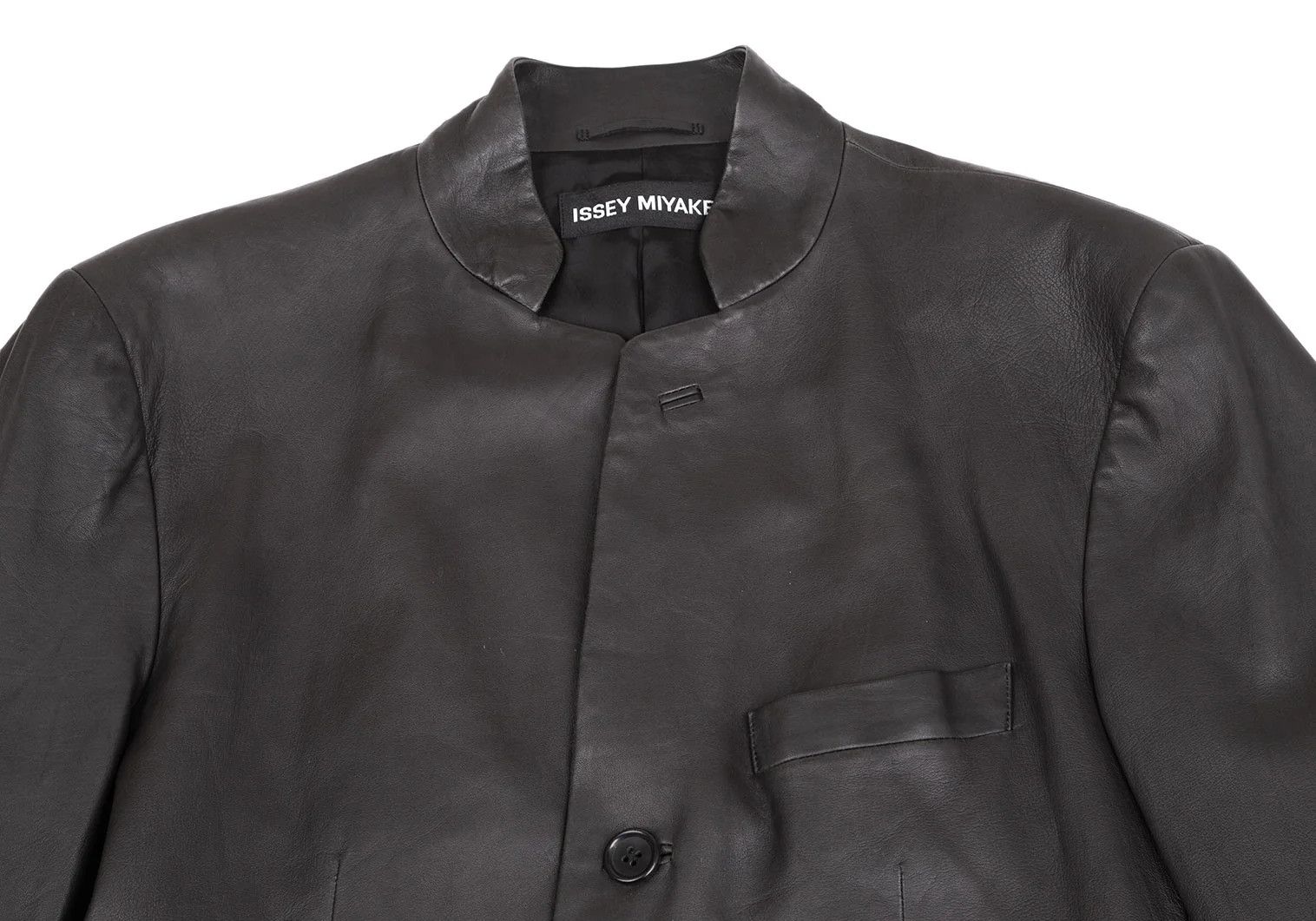 Issey Miyake Lamb Leather Band Collar Jacket in Black Size 4 Size US XL / EU 56 / 4 - 2 Thumbnail