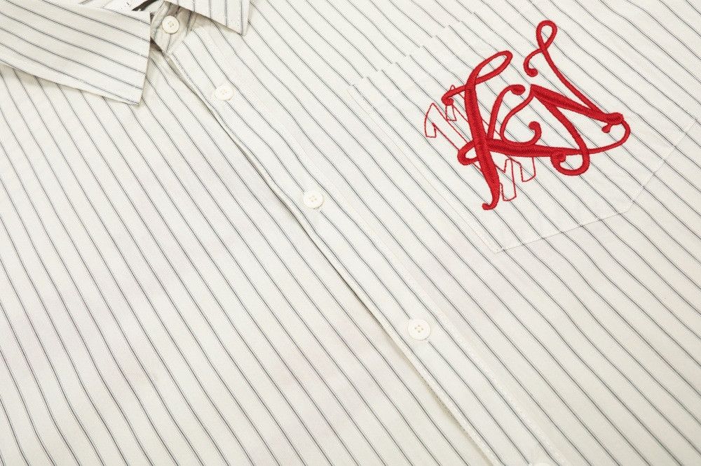 Vintage Men's American vertical striped embroidered letter shirt Size US M / EU 48-50 / 2 - 4 Thumbnail