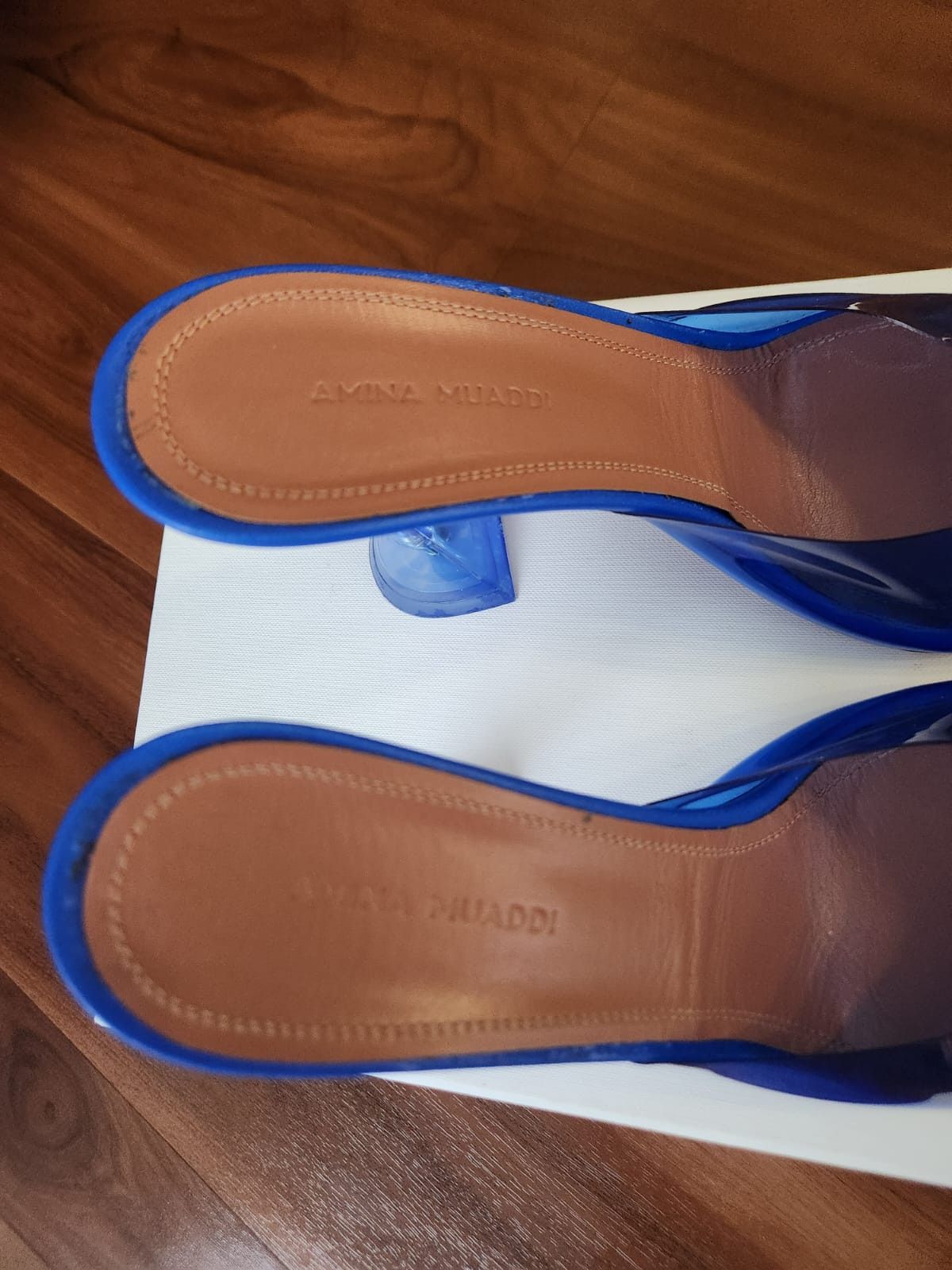 Amina Muaddi Lupita Glass PVC and leather mules size 38.5 Size US 8.5 / IT 38.5 - 3 Thumbnail