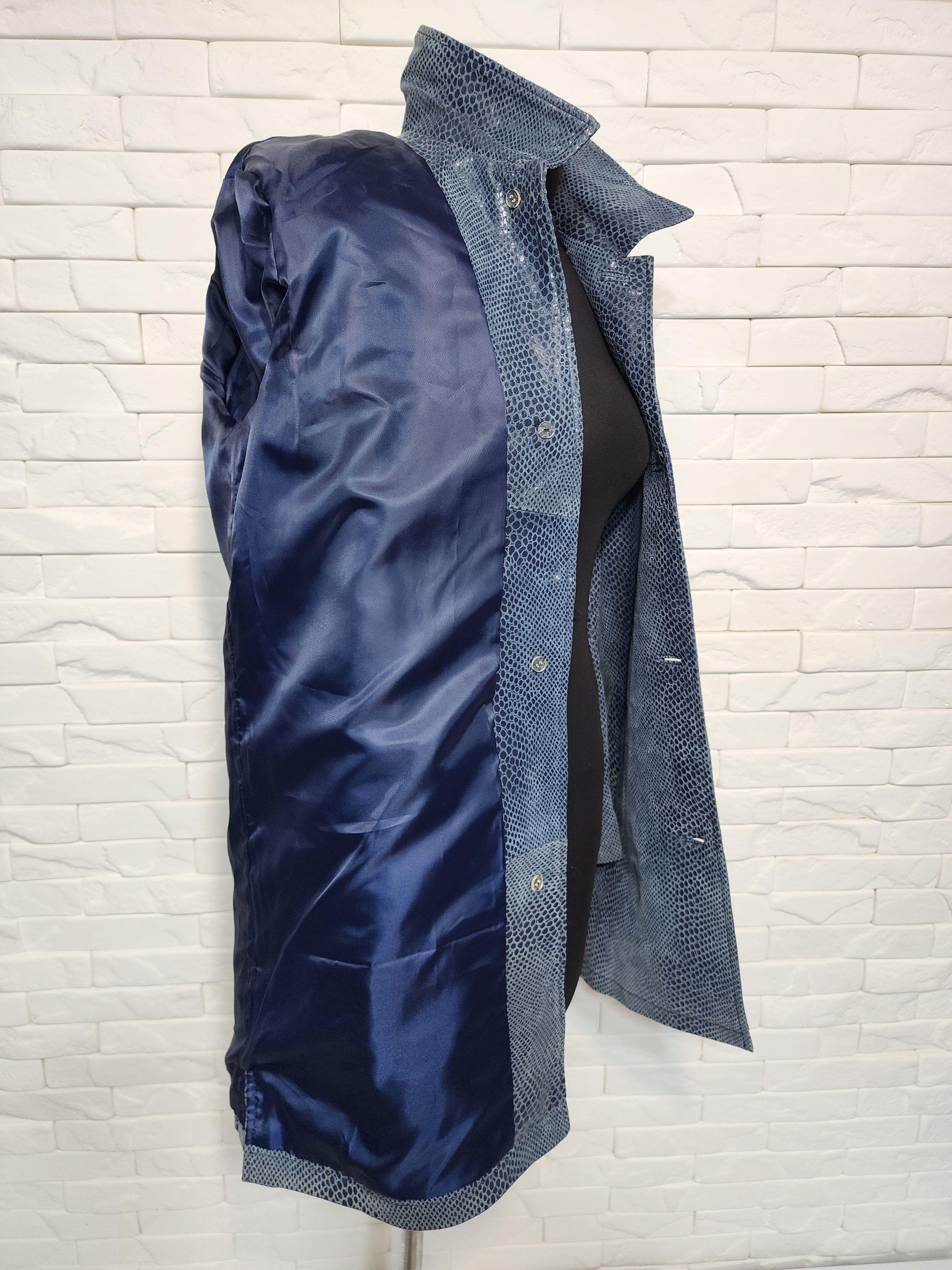 Genuine Leather Women's leather jacket in blue color. Size L / US 10 / IT 46 - 10 Thumbnail