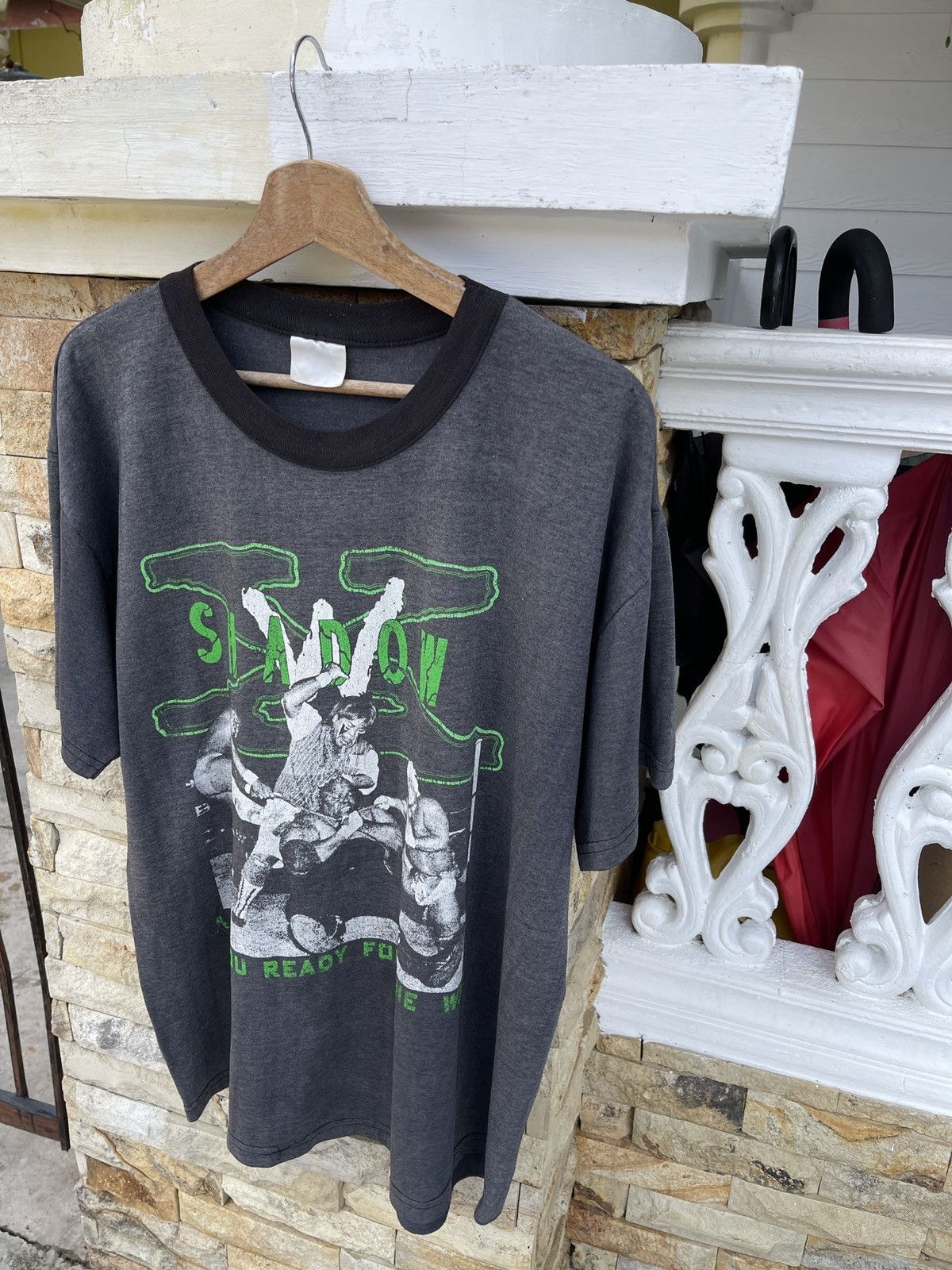 Vintage Rare🔥SUN Faded Vtg90s SHADOW WX Japan Wrestling T Shirt Size US XL / EU 56 / 4 - 4 Thumbnail