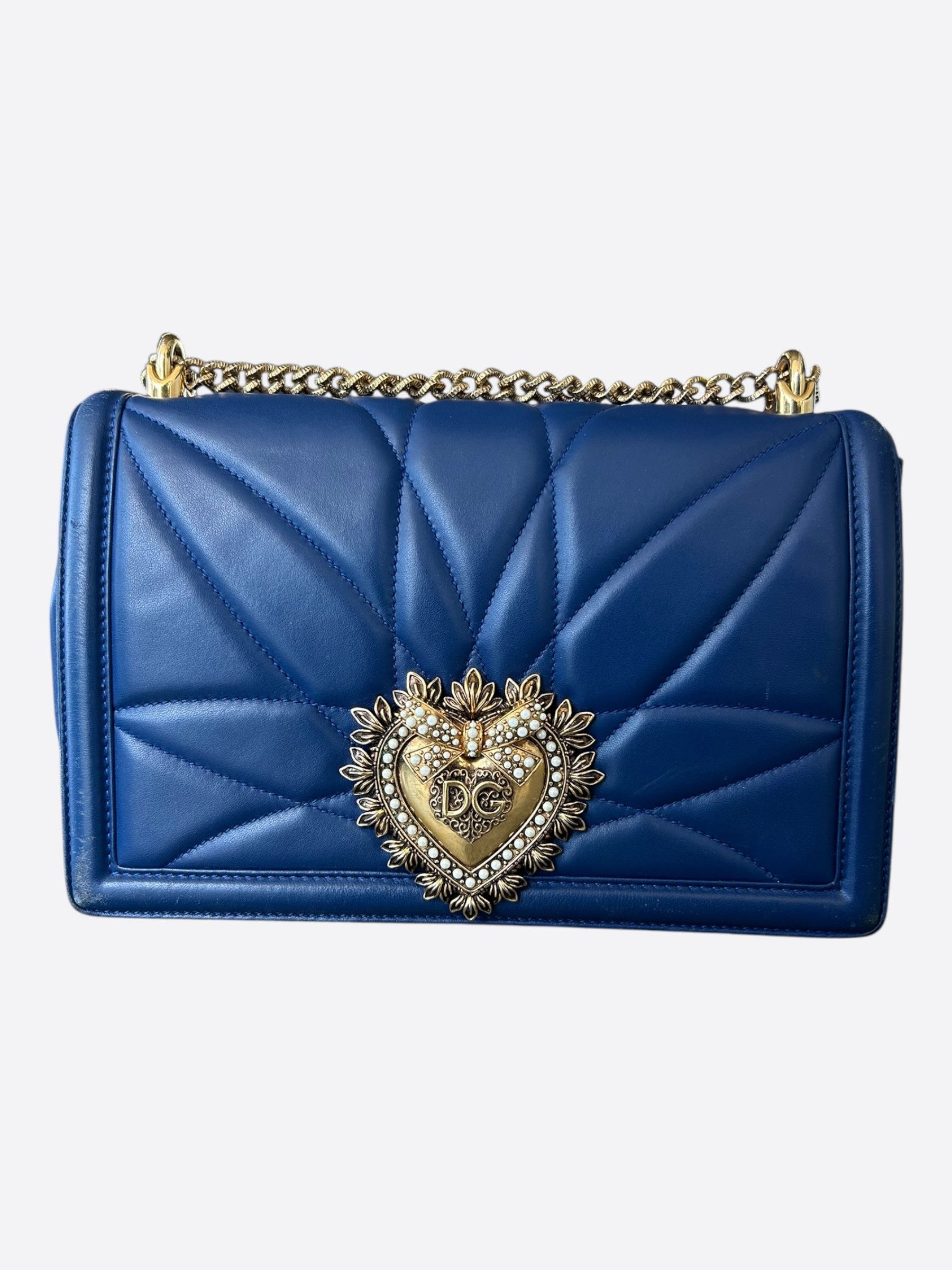 Dolce & Gabbana Dolce & Gabbana Blue Quilted Devotion Bag Size ONE SIZE - 1 Thumbnail