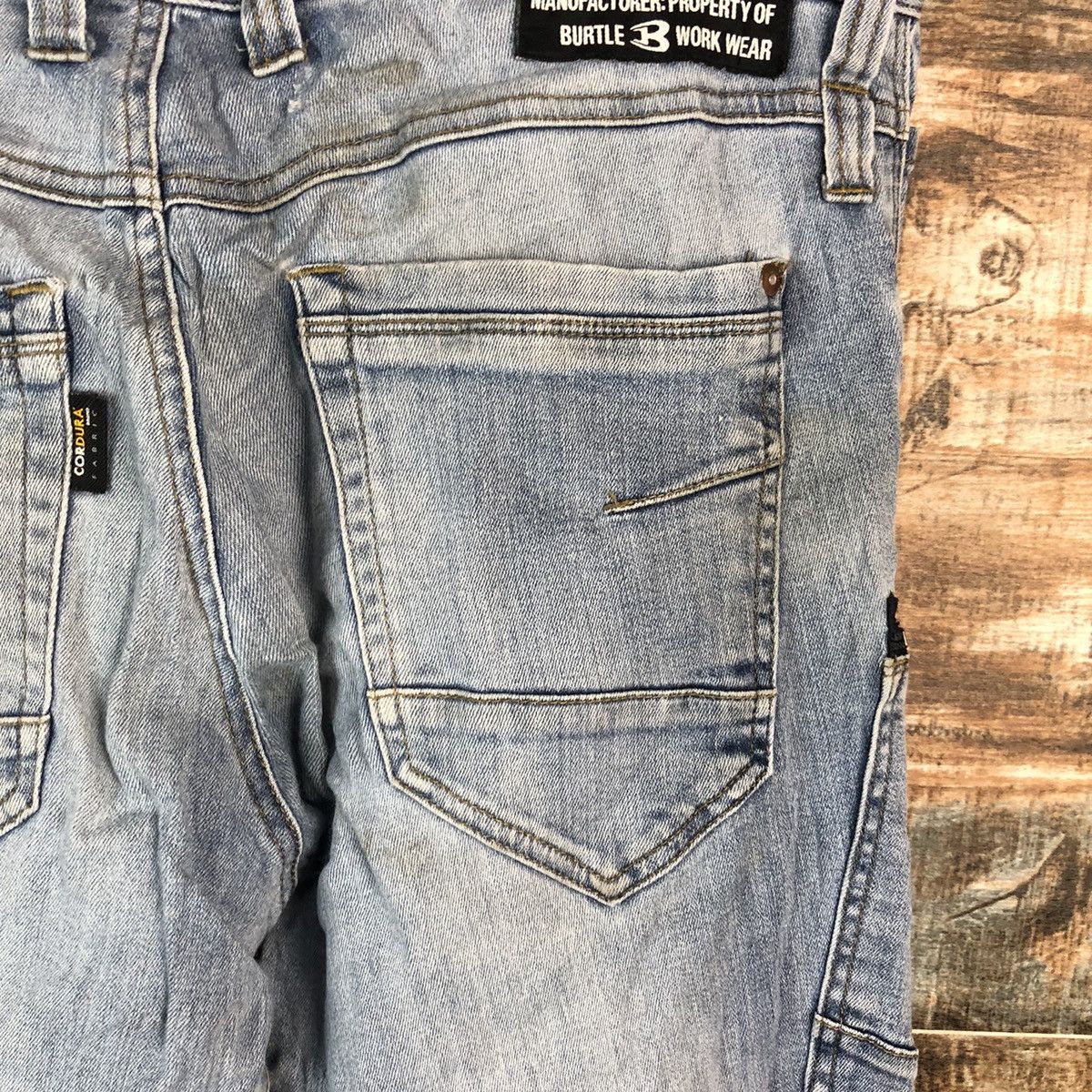 Japanese Brand Burtle Blue faded Multipocket ripped Denim Pants #A2146 Size US 33 - 21 Thumbnail