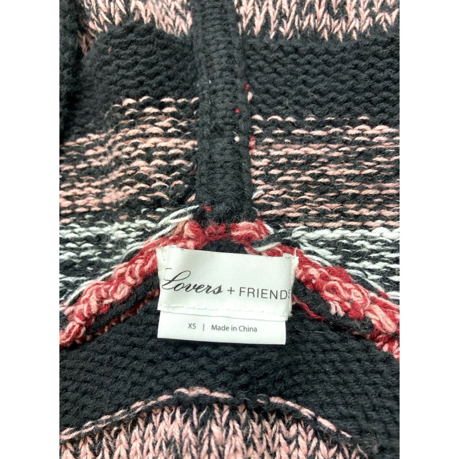 Vintage VINTAGE Lovers & Friends Hooded Open Knit Cardigan Sweater Women XS Black Red Size XS / US 0-2 / IT 36-38 - 5 Thumbnail