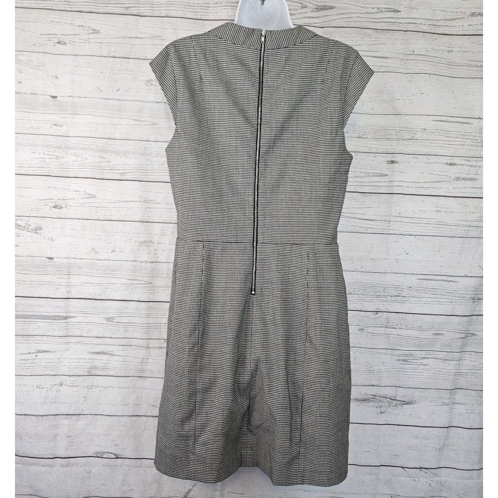 Theory Theory Dress Womens Sz 12 Black Houndstooth Cap Sleeve Cotton Blend Size XL / US 12-14 / IT 48-50 - 3 Thumbnail