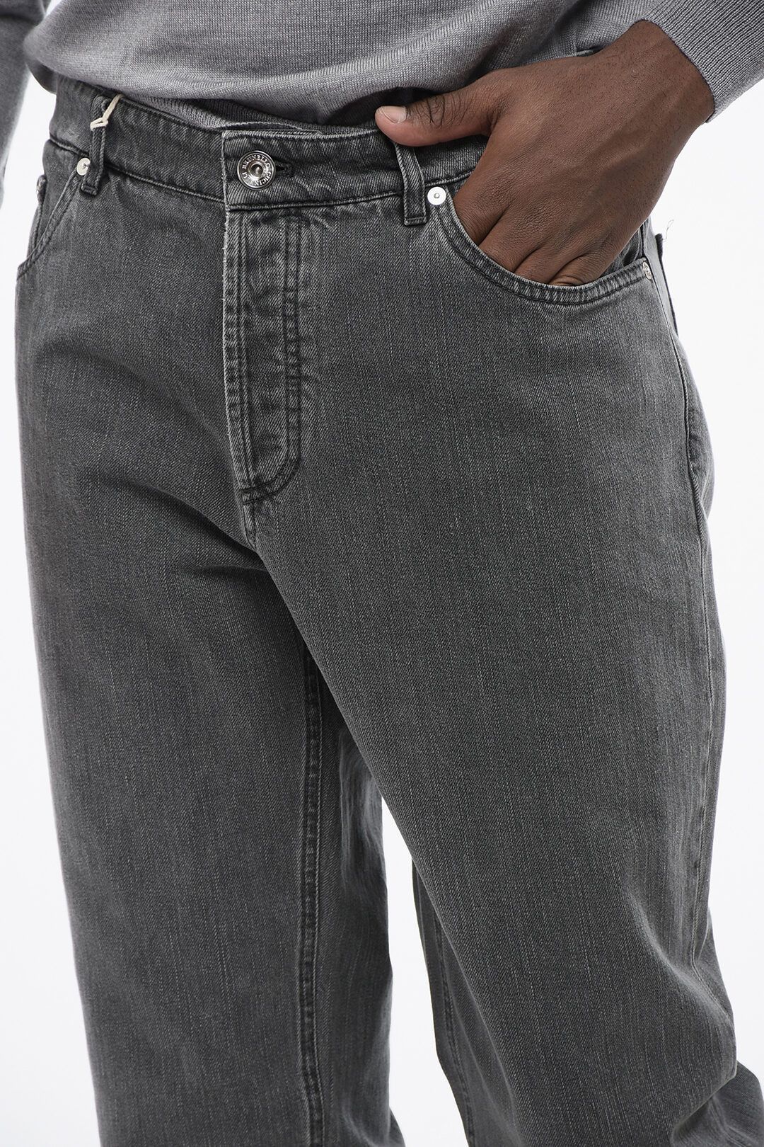 Brunello Cucinelli og1mm0725 Cotton Slim Fit Denim in Grey Size US 44 / EU 60 - 2 Thumbnail
