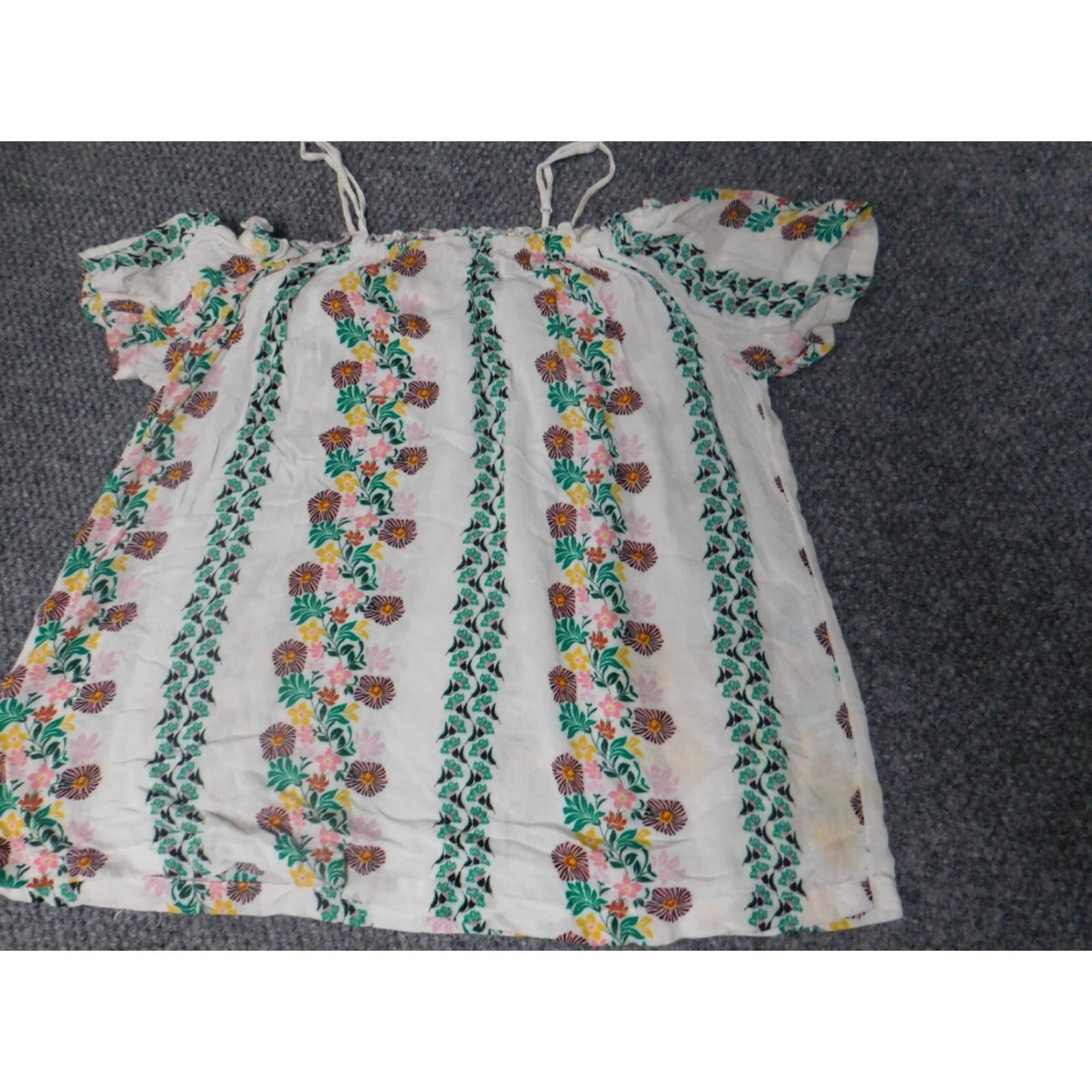Route 66 Route 66 Blouse M White Floral Pullover Short Sleeve Knit Polyester Round Neck Pleated Casual Modern Womens Size M / US 6-8 / IT 42-44 - 7 Thumbnail
