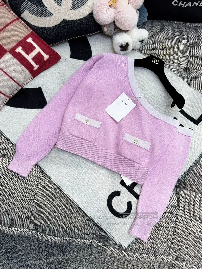 Chanel Chanel 23s pink purple taro purple knitted off-the-shoulde Size XS / US 0-2 / IT 36-38 - 1 Thumbnail