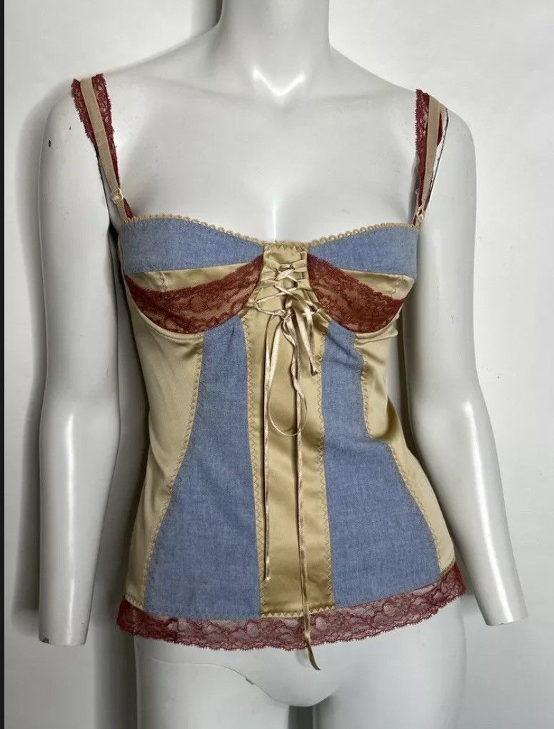 Dolce & Gabbana D&G BEIGE AND BLUE DENIM CORSET🩵 Size M / US 6-8 / IT 42-44 - 1 Thumbnail