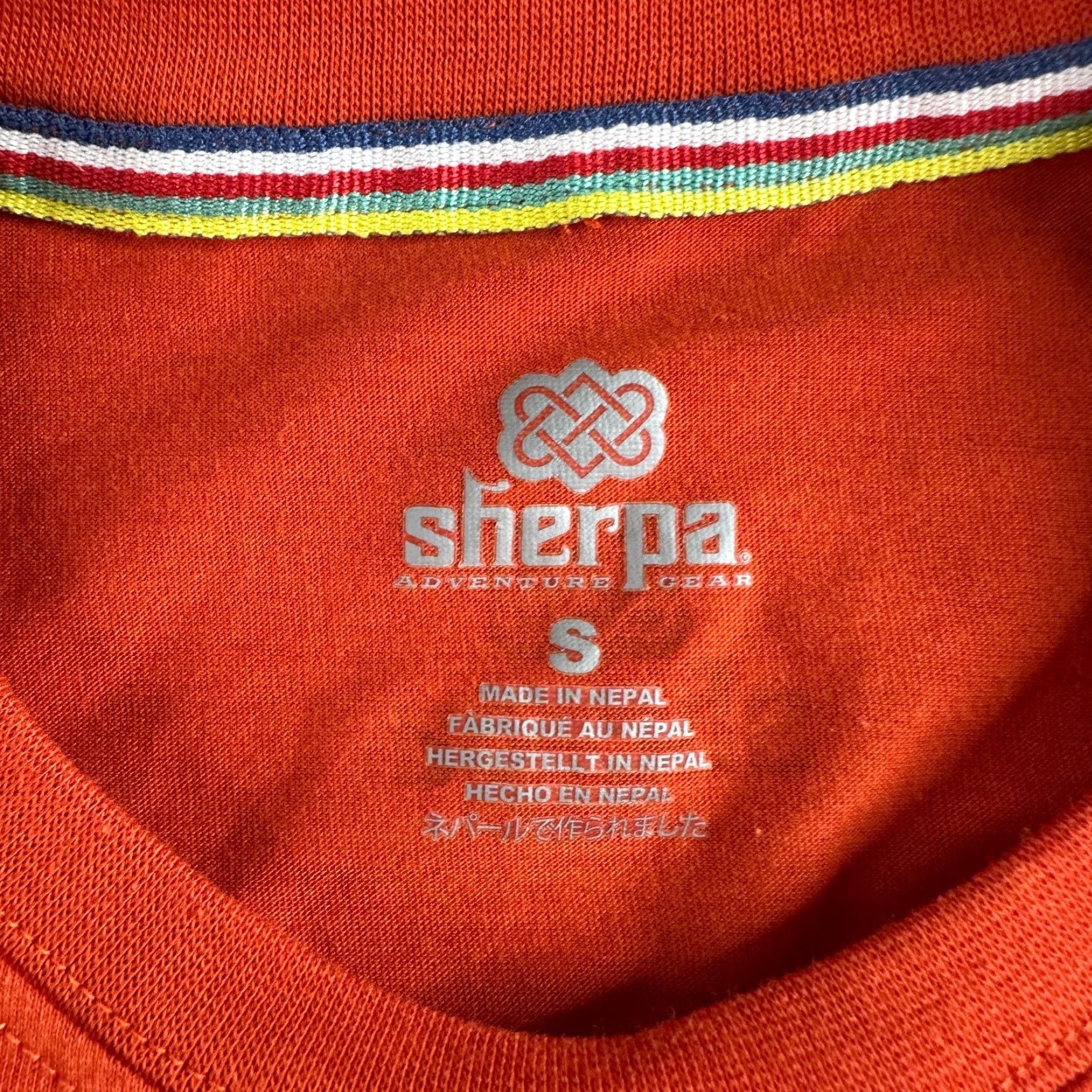 Vintage Sherpa Shirt Mens Small Orange Kathmandu Nepal Short Sleeve Graphic Print Logo Crew Neck T-Shirt Size US S / EU 44-46 / 1 - 4 Thumbnail