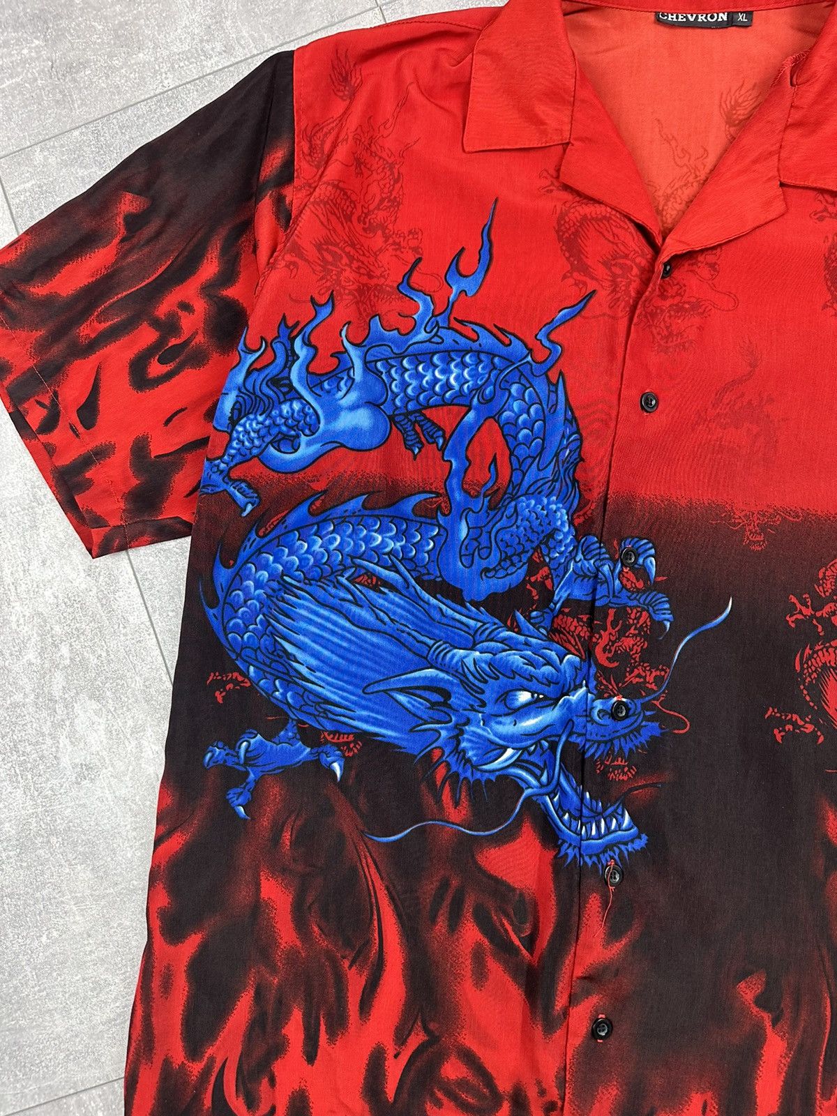 Japanese Brand Vintage 90S Crazy Japan Dragon Print Hawaiian Shirt Y2K Size US XL / EU 56 / 4 - 2 Thumbnail