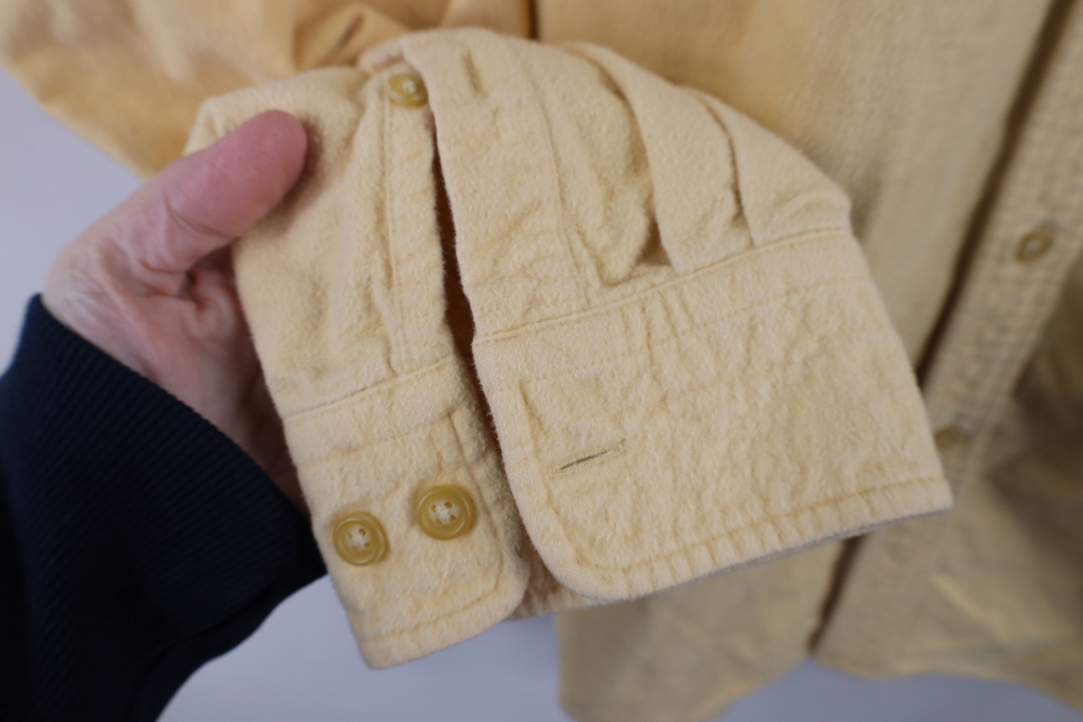 Lands' End × Vintage Vintage 90s Lands End Chamois Cloth Button Shirt Yellow Size US XL / EU 56 / 4 - 4 Thumbnail