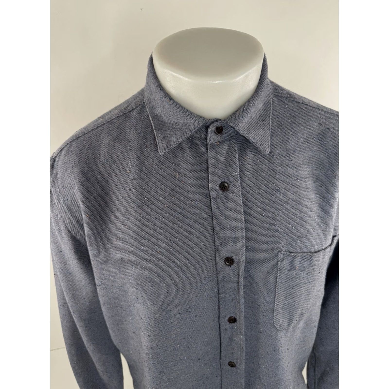 Portuguese Flannel PORTUGUESE FLANNEL L Shirt Speckled SILK WOOL Blue Master Craftsman Button-Up Mens Size US L / EU 52-54 / 3 - 2 Thumbnail
