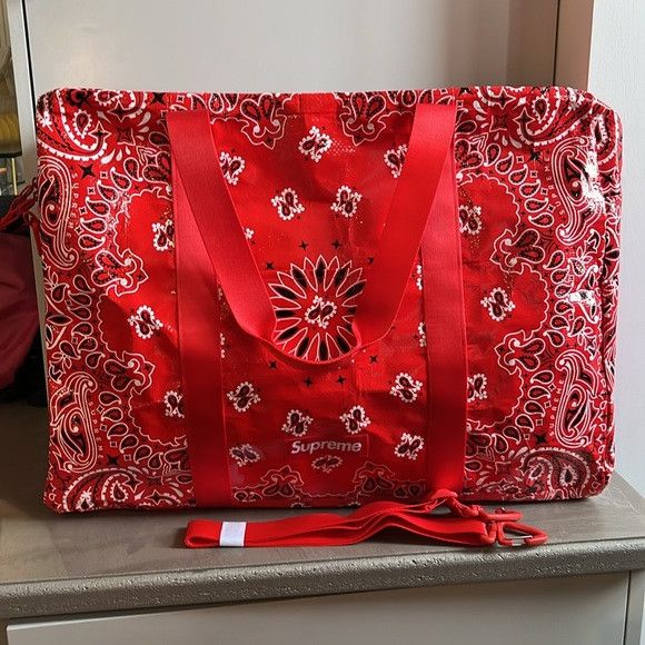 Supreme Supreme SS/21 Red Bandana Tarp Large Duffle Bag | Grailed