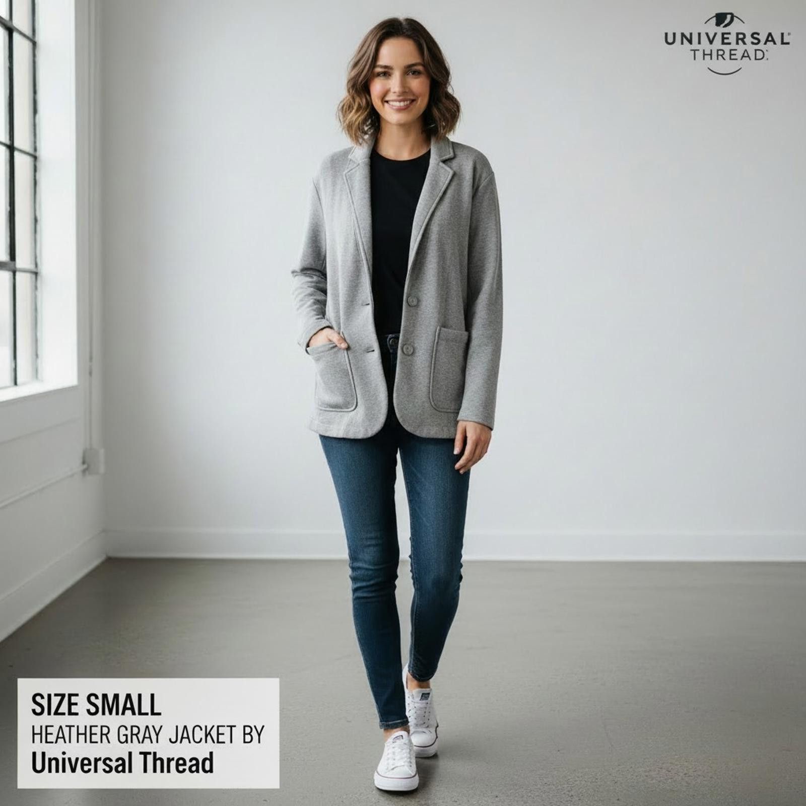 Other Universal Thread Heather Gray Knit Blazer Jacket Size Small Size S / US 4 / IT 40 - 1 Thumbnail