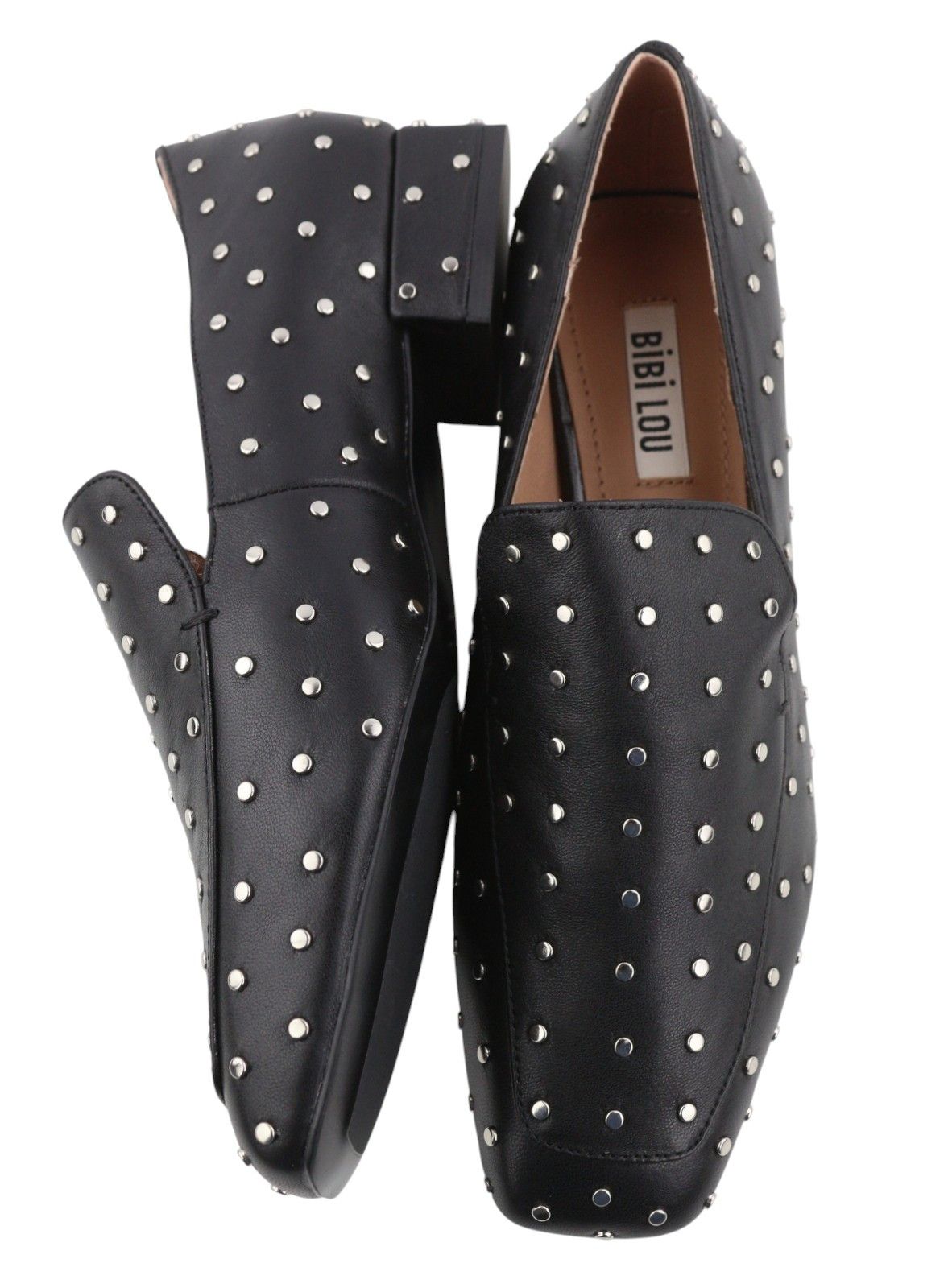 Other BIBI LOU LILIAN EU37 Black Leather Silver Studs Square 87559 Size US 6 / IT 36 - 7 Thumbnail