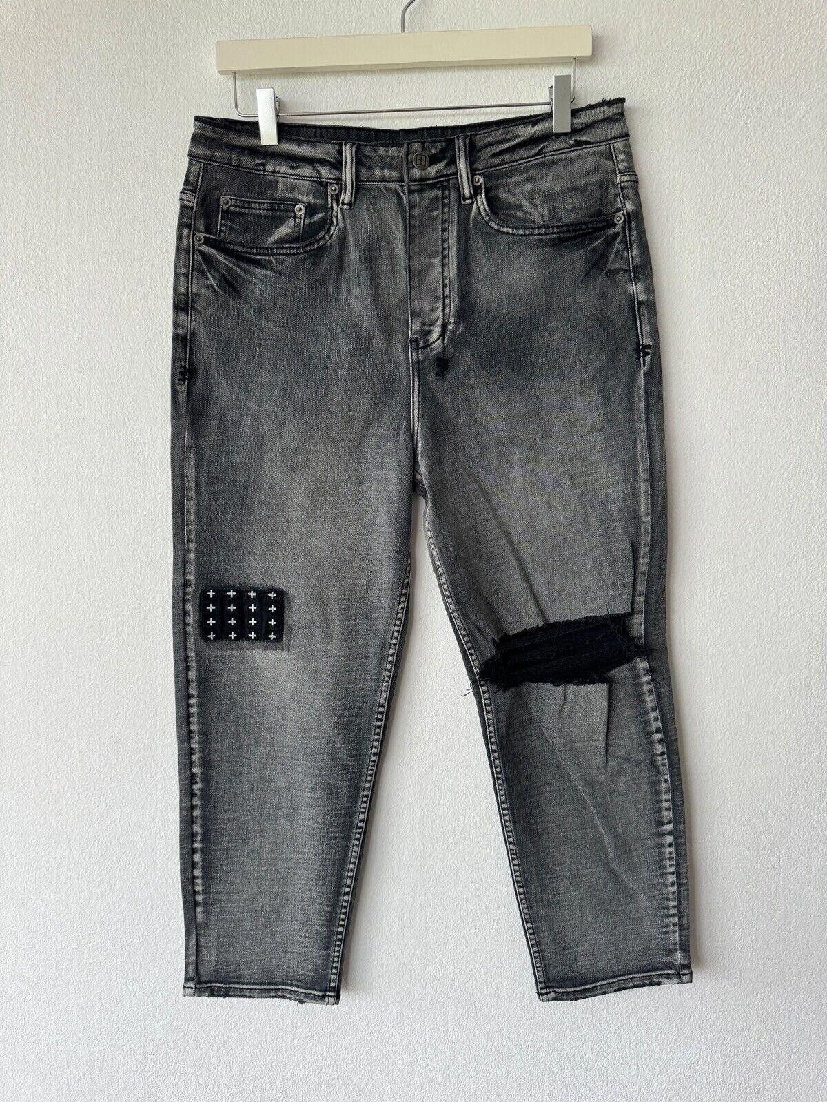 new Ksubi mens 32 denim jean bullet wide leg grey chop up