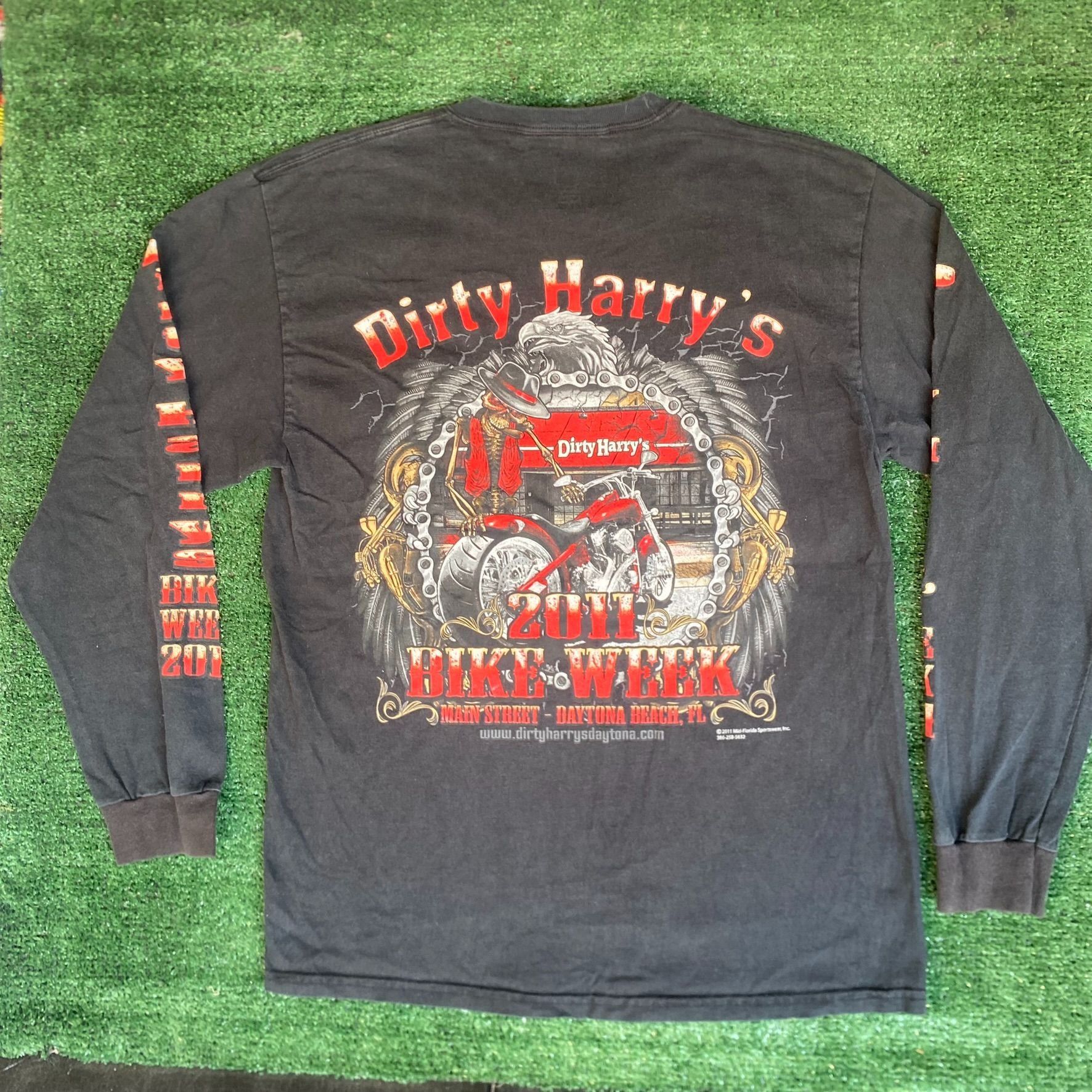 Hanes Vintage Y2K Bike Week Shirt Black Punk Biker Long Sleeve Tee Size US L / EU 52-54 / 3 - 6 Thumbnail