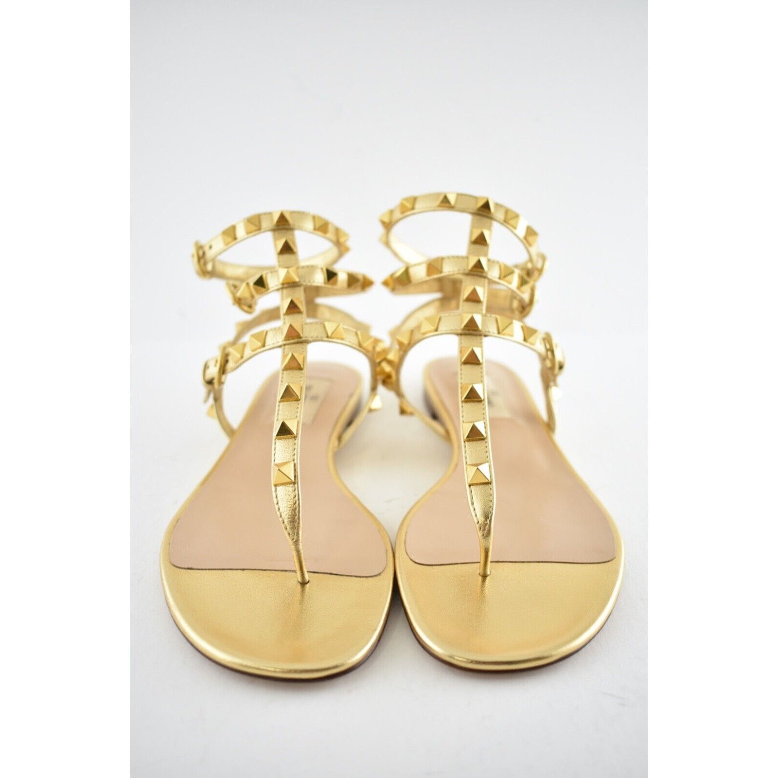 Valentino Valentino Rockstud KM5 Gold Leather Triple Ankle Strap Size US 6 / IT 36 - 5 Thumbnail
