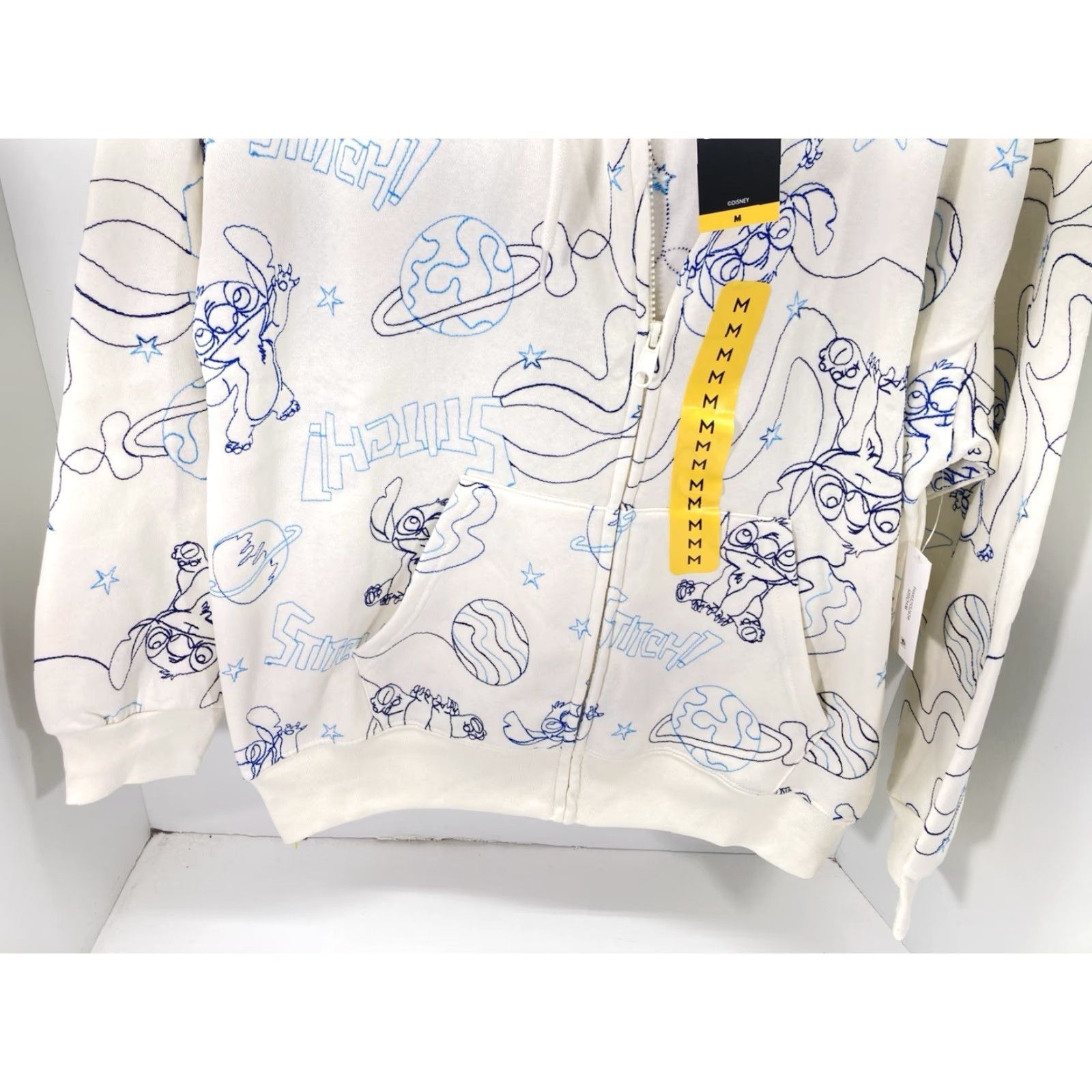 Disney Disney Stitch Hoodie Sweatshirt Women Medium Ivory Full Zip AOP Embroidered NWT Size M / US 6-8 / IT 42-44 - 3 Thumbnail