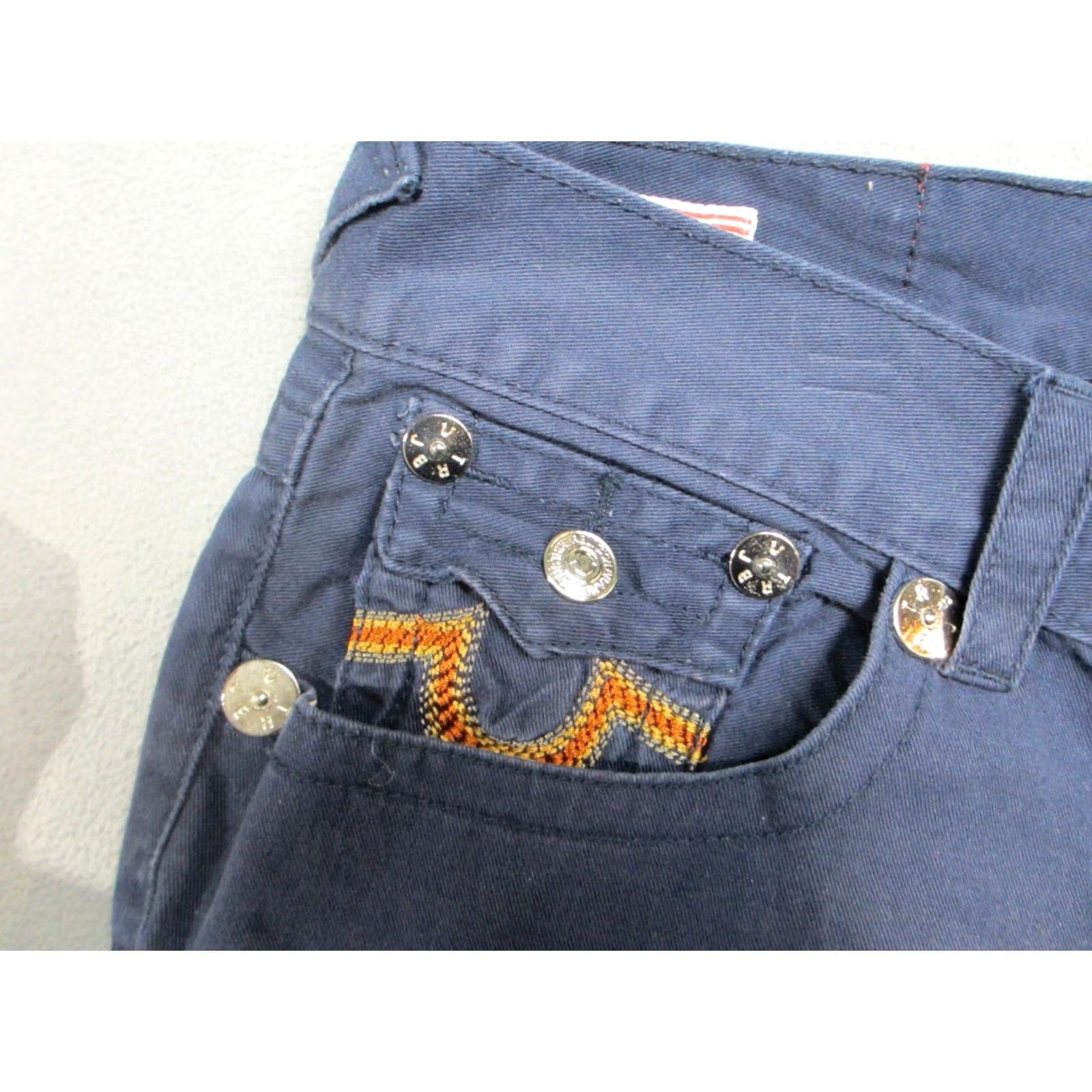 True Religion True Religion Jeans Mens 38x34 Blue Denim Ricky Straight Distressed Embroidered Jeans Size US 38 / EU 54 - 5 Thumbnail