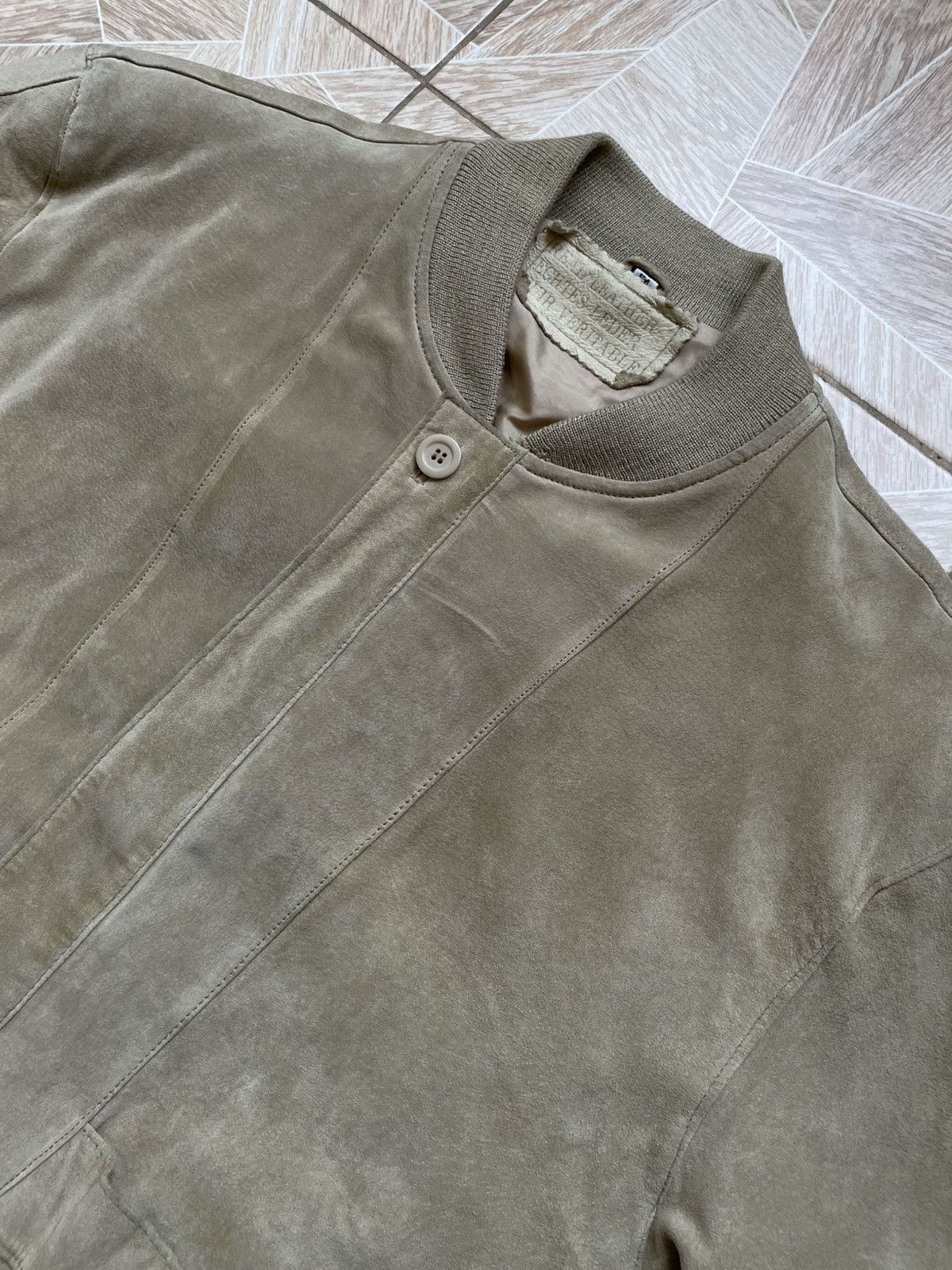 Designer × Leather × Vintage Real Leather Echtes Leder Cuir Veritable Suede Bomber Jacket Size US L / EU 52-54 / 3 - 3 Thumbnail