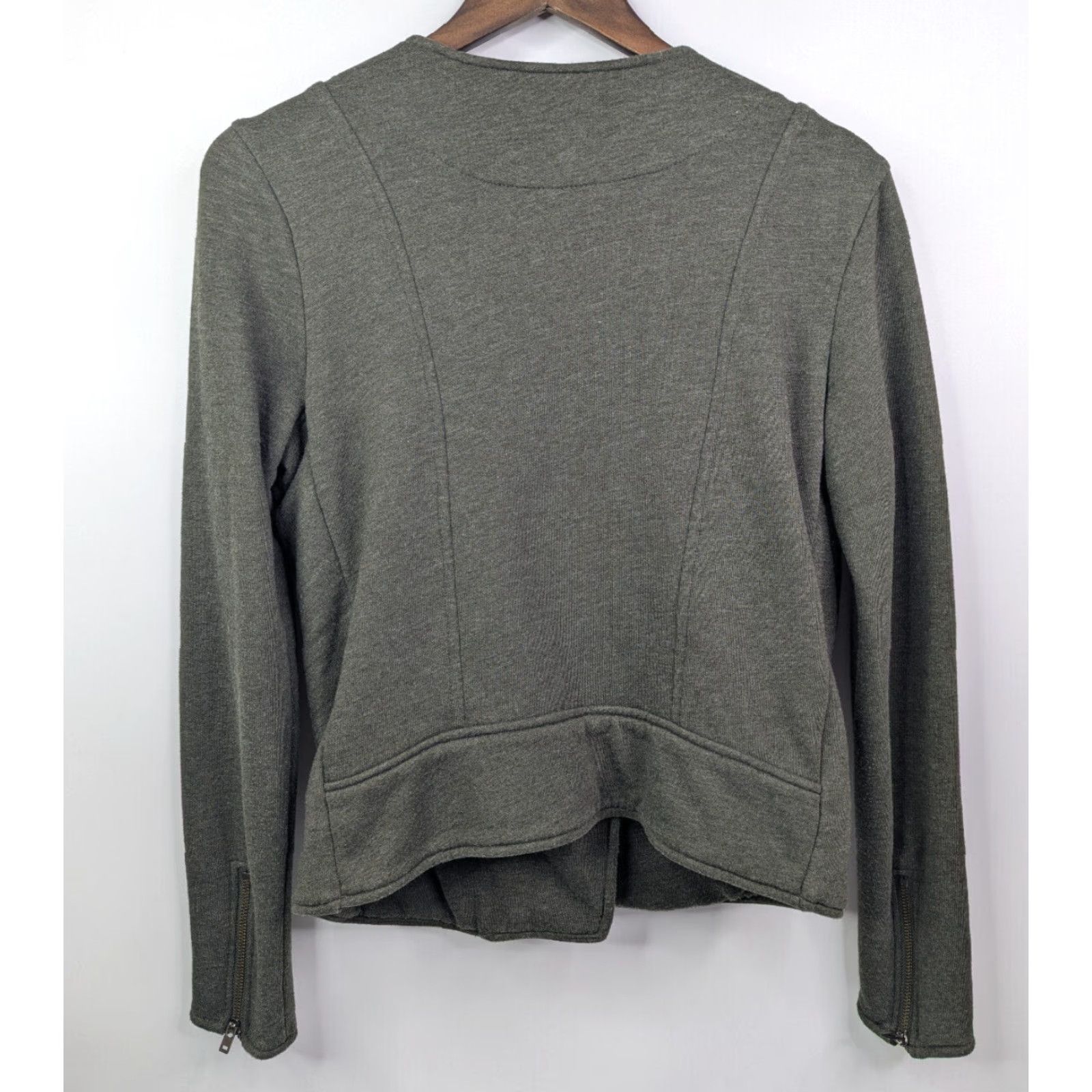 Athleta Athleta Jacket Womens Medium Olive Gray Quilted Full Zip Biker Coat Knit Cotton Short Sleeve (Regular) Mens? Size M / US 6-8 / IT 42-44 - 5 Thumbnail