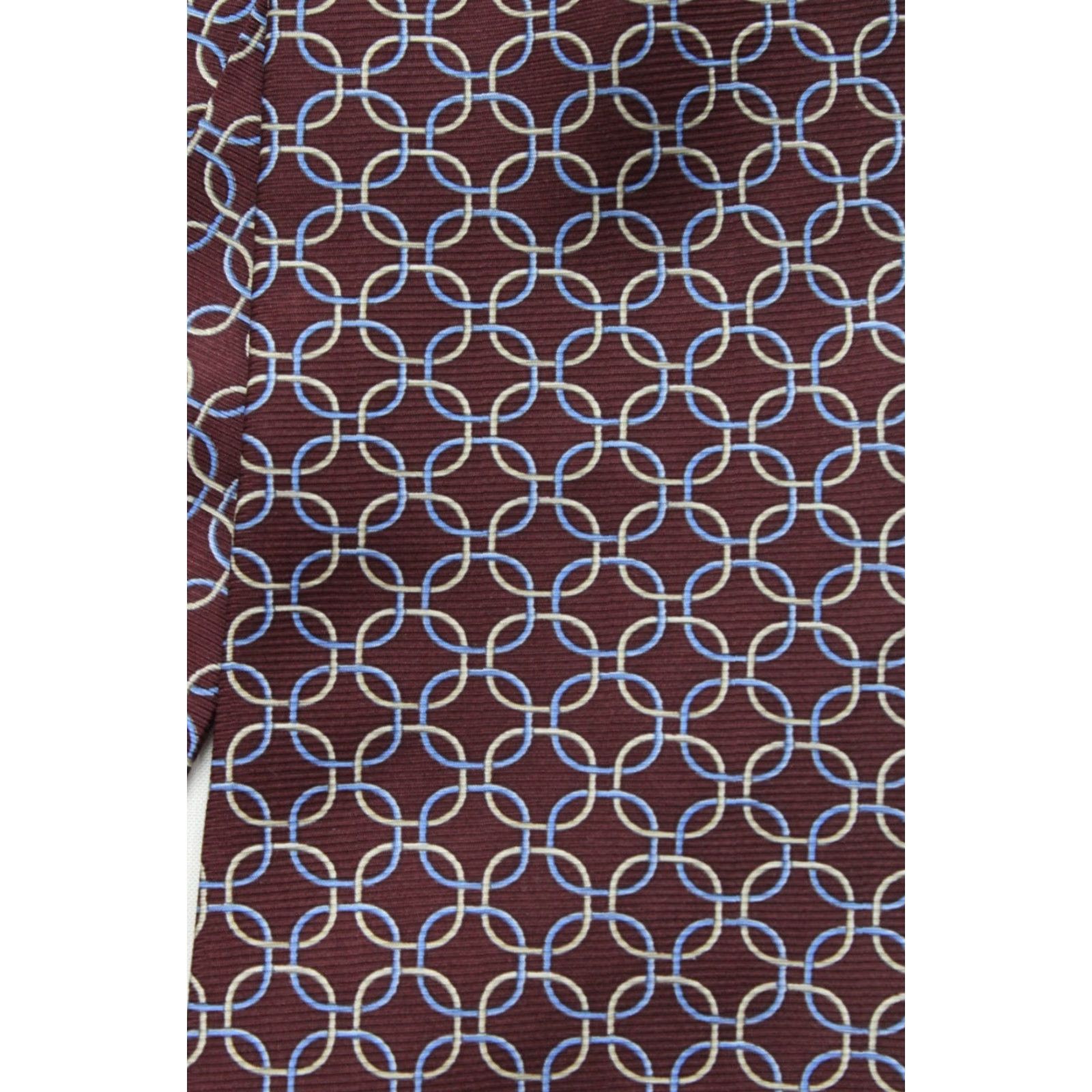 Tommy Hilfiger VTG Tommy Hilfiger Silk Necktie Burgandy Blue Geometric Men's Tie Stylish USA Size ONE SIZE - 3 Thumbnail