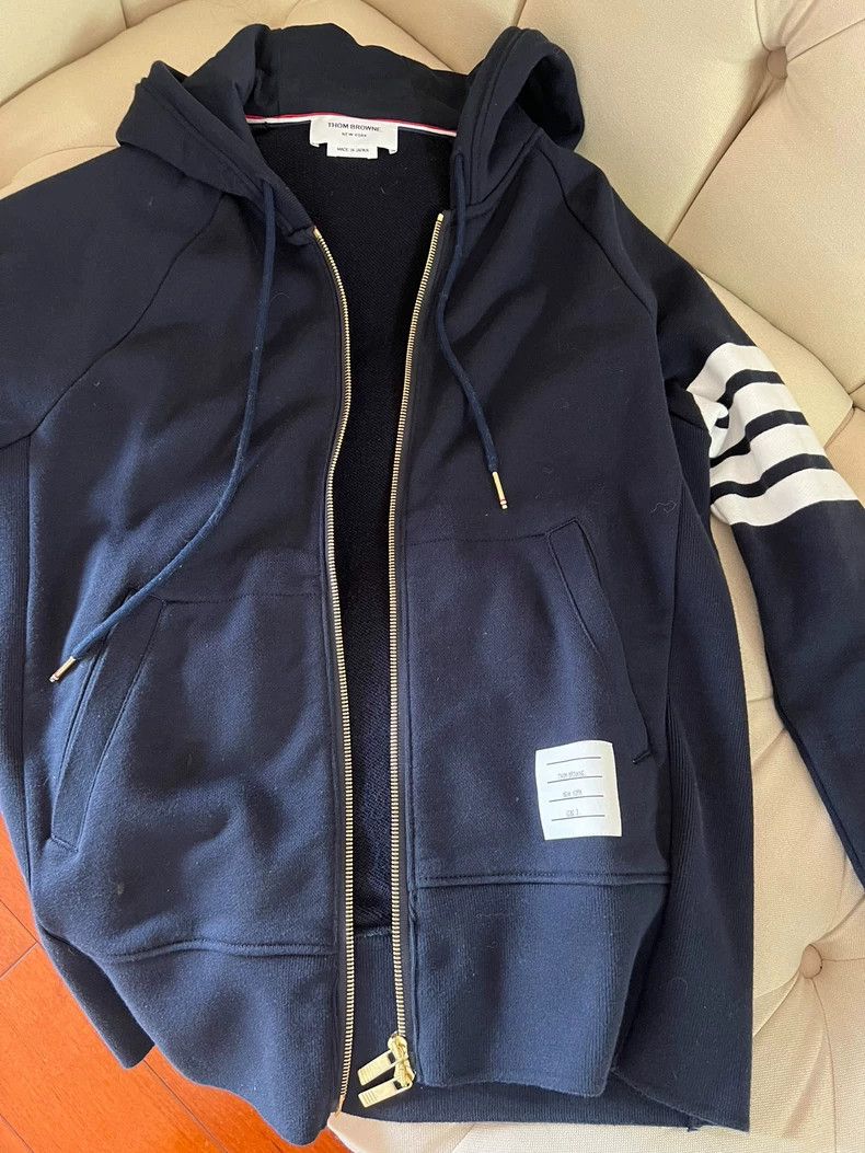 Thom Browne Thom Browne Navy Zip Hoodie - dmc Size US M / EU 48-50 / 2 - 1 Thumbnail