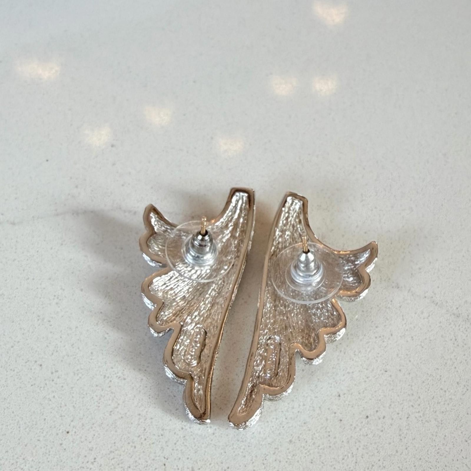 Dior Vintage Christian Dior Two-Tone Leaf Pierced Earrings Rare Size ONE SIZE - 4 Thumbnail
