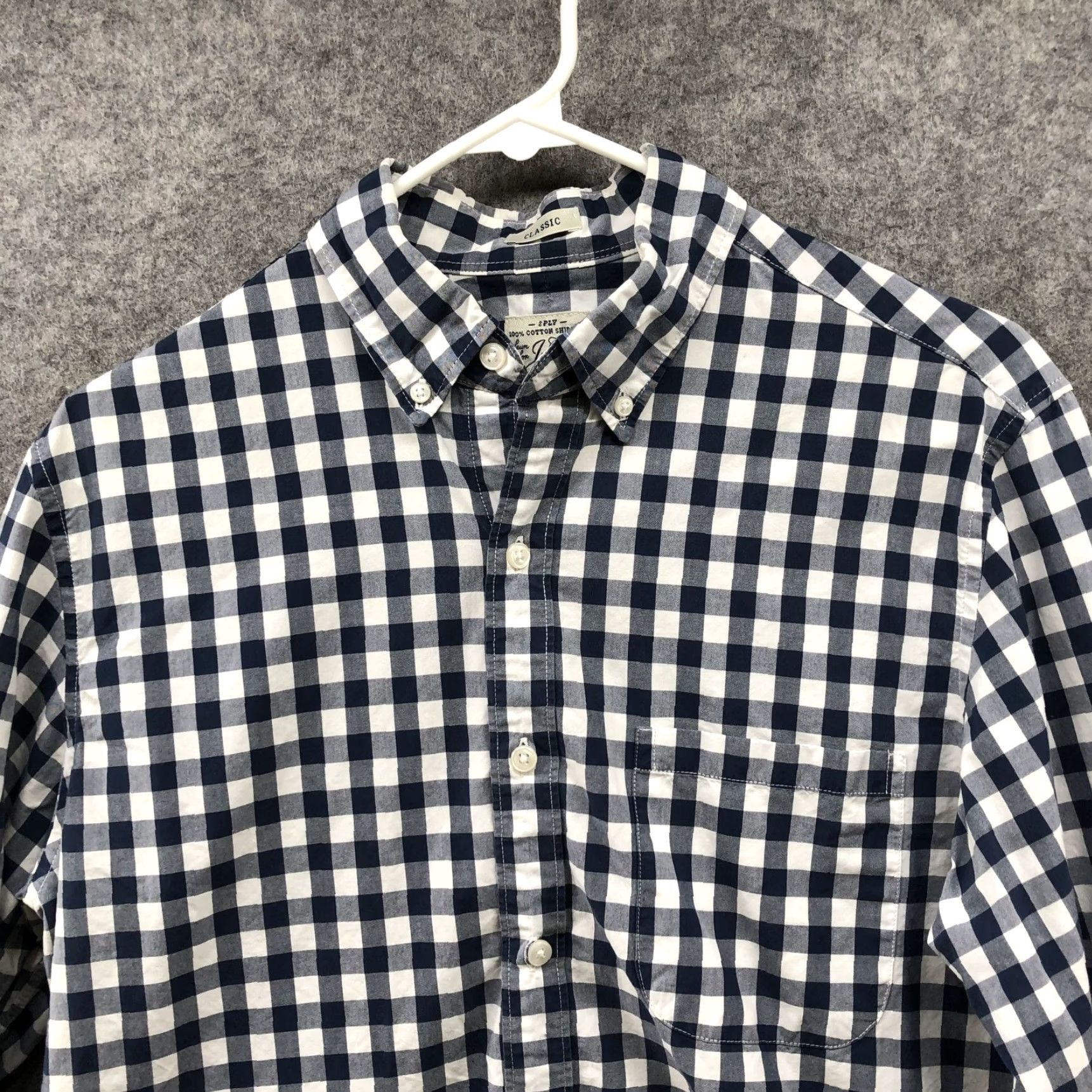 J.Crew J. Crew Shirt Mens S Classic Fit Long Sleeve Button-Down Blue White Gingham 2-Ply Cotton Shirt Size US S / EU 44-46 / 1 - 3 Thumbnail