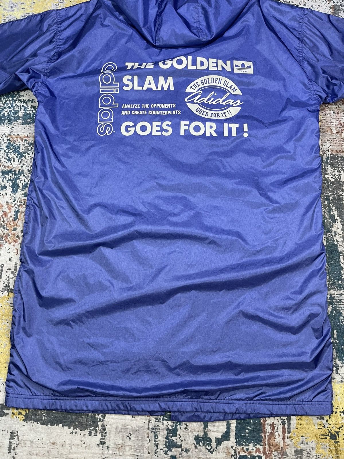 Adidas Vtg Adidas The Golden Slam Long Hooded Coach Jacket Size US L / EU 52-54 / 3 - 2 Thumbnail