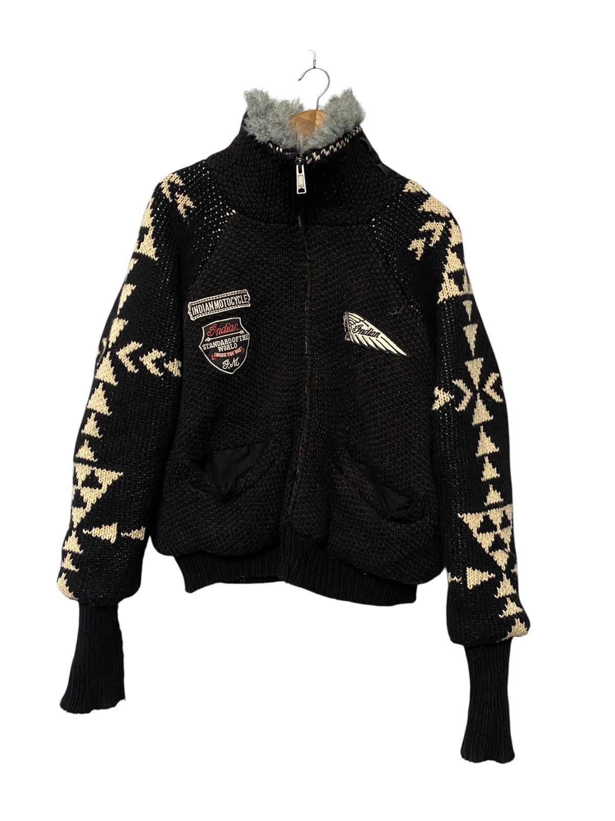 Indian Motorcycle Indian Motorcycle club fur knit navajo print jacket Size US M / EU 48-50 / 2 - 4 Thumbnail