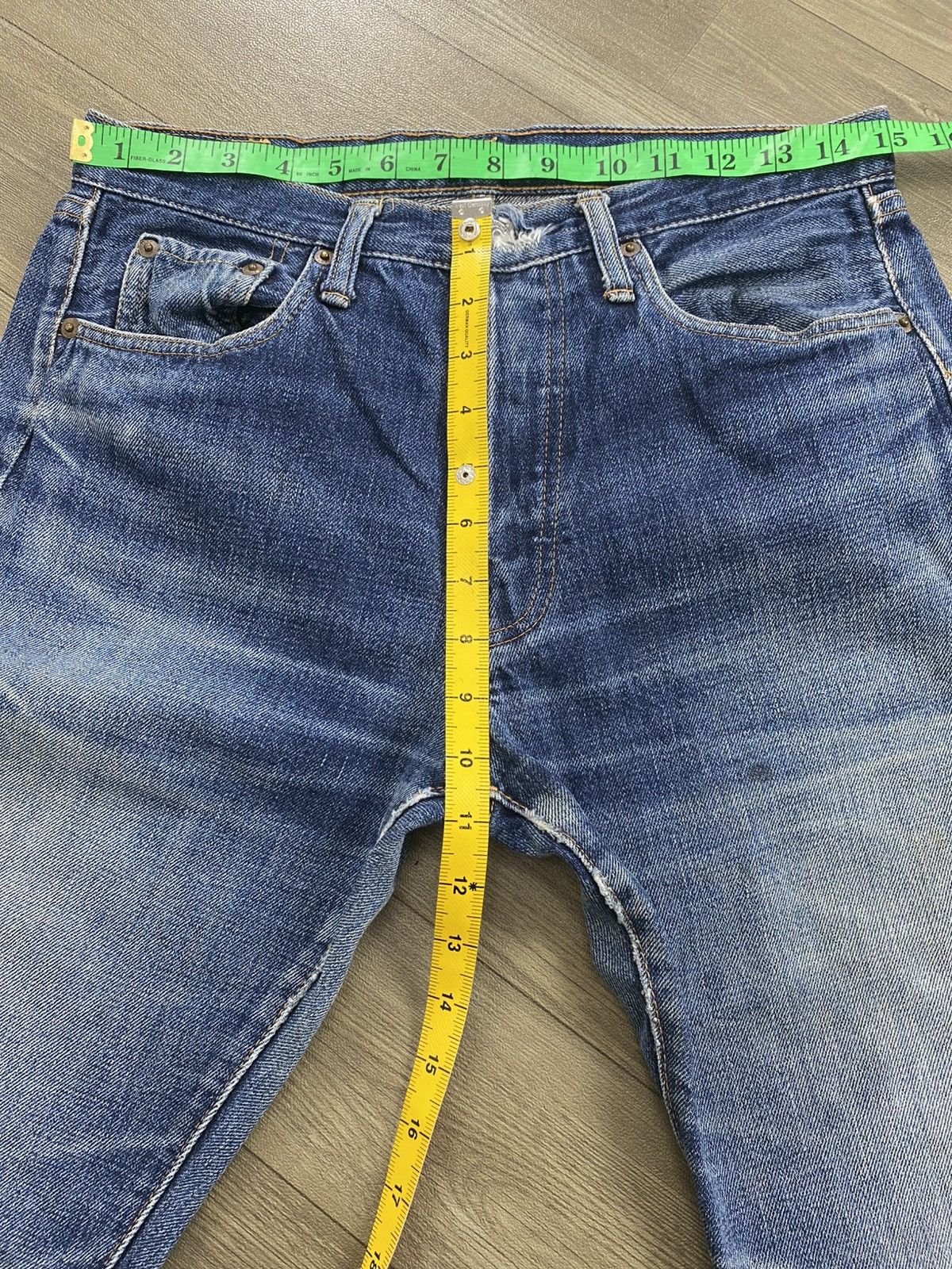 Denime 🇯🇵Vintage Denime Japan Selvedge Distressed Faded Blue Jeans Size US 30 / EU 46 - 19 Thumbnail