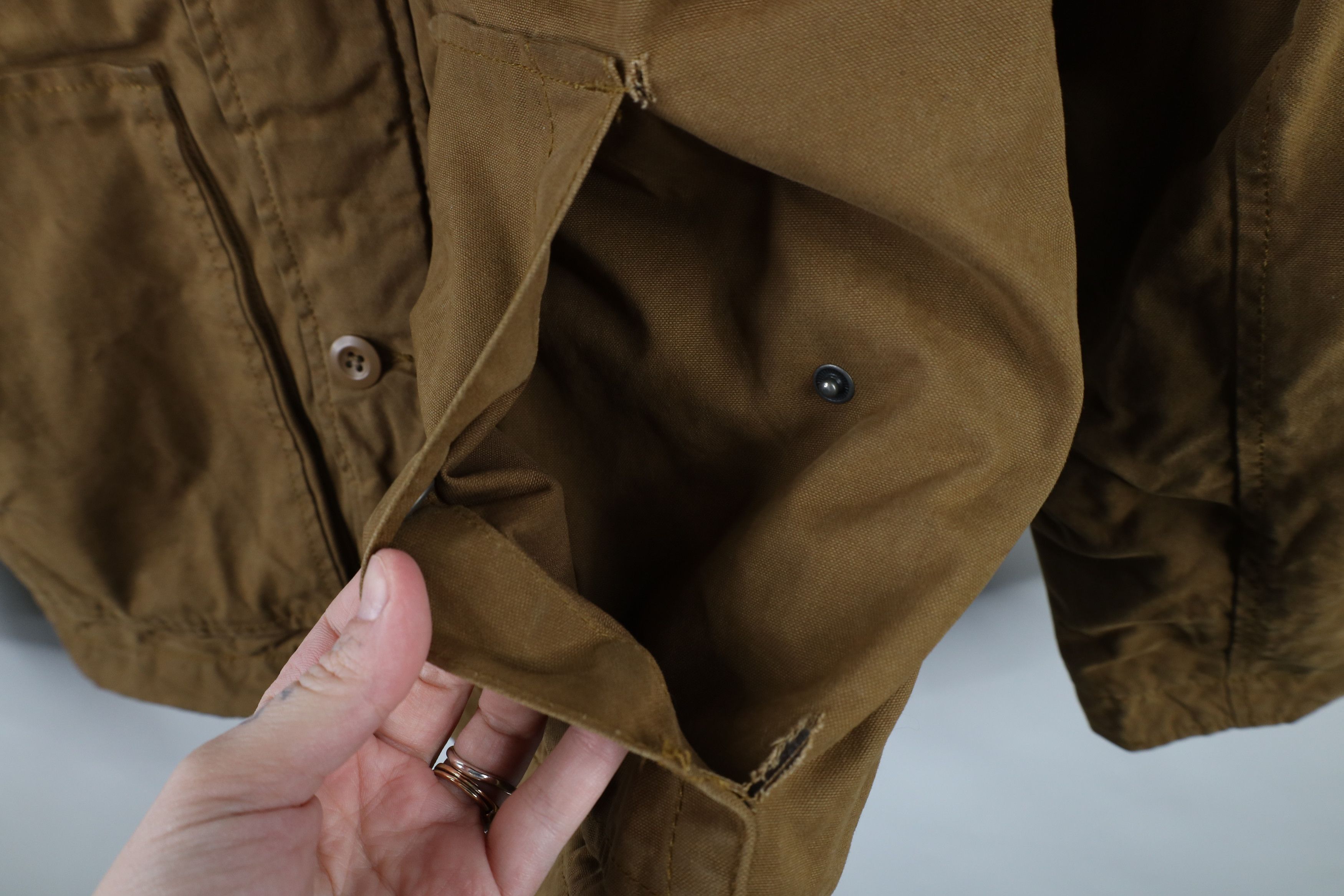 American Eagle Outfitters × Vintage Vintage American Eagle Outfitters Lined Waxed Canvas Jacket Size US S / EU 44-46 / 1 - 9 Thumbnail