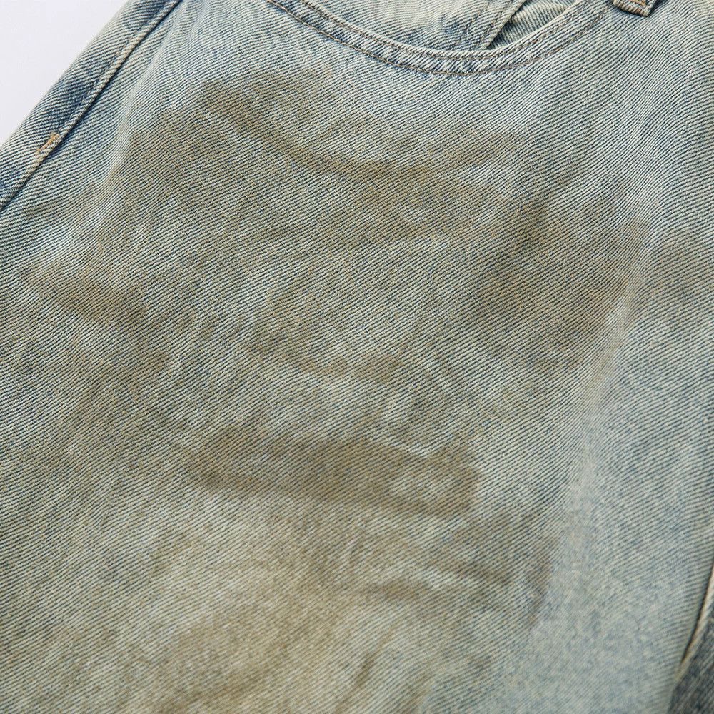 Vintage Men's vintage loose wide-leg washed distressed dirty jeans Size US 32 / EU 48 - 4 Thumbnail