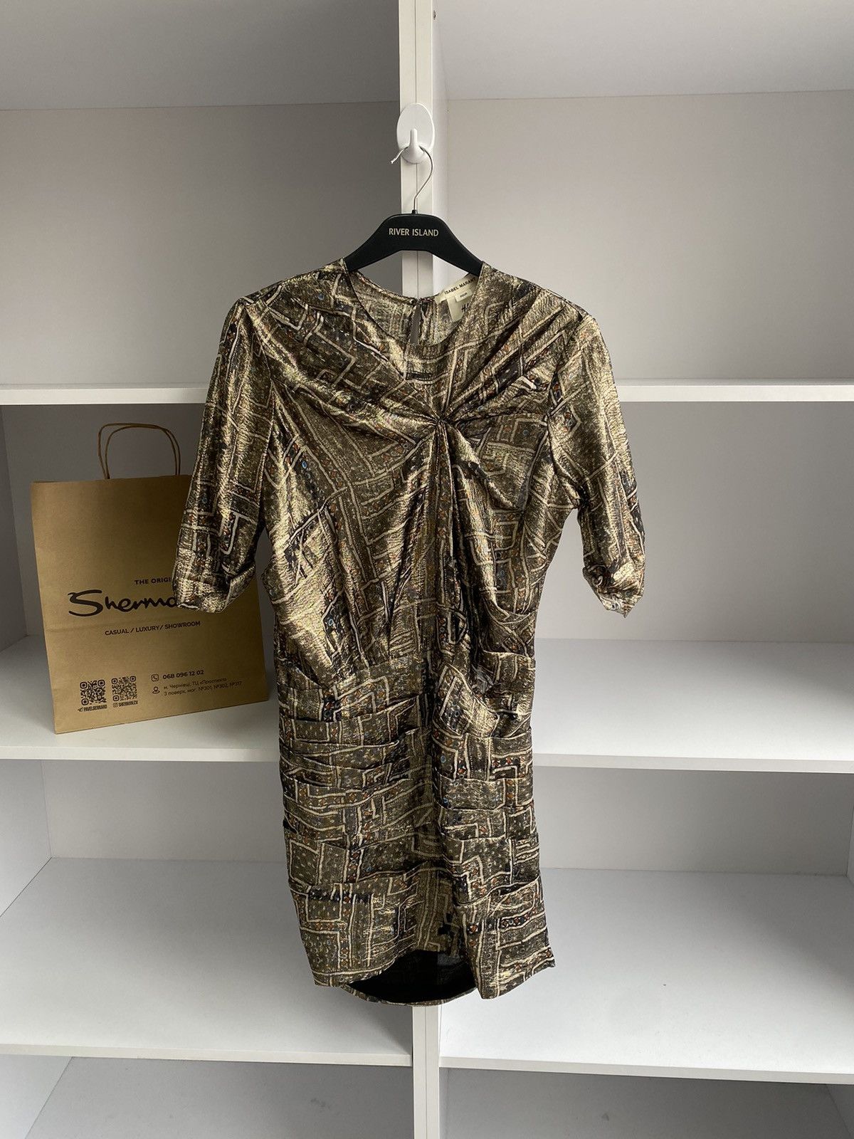 H&M × Isabel Marant × Vintage Isabel Marant For H&M Gold Silk Mini Dress Size XS / US 0-2 / IT 36-38 - 2 Thumbnail