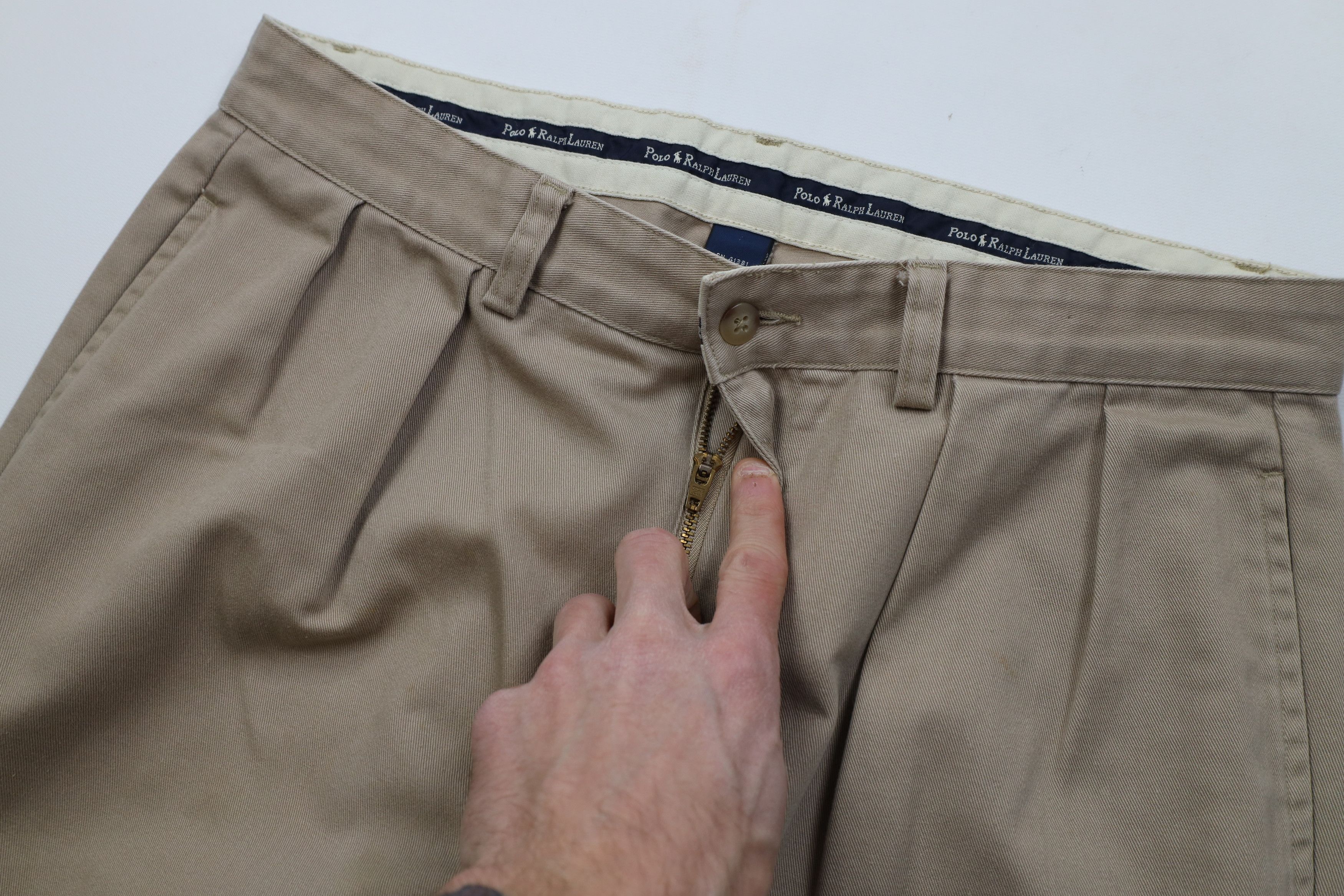 Ralph Lauren Vintage 90s Ralph Lauren Wide Leg Chino Pants Cotton Beige Size US 32 / EU 48 - 9 Thumbnail