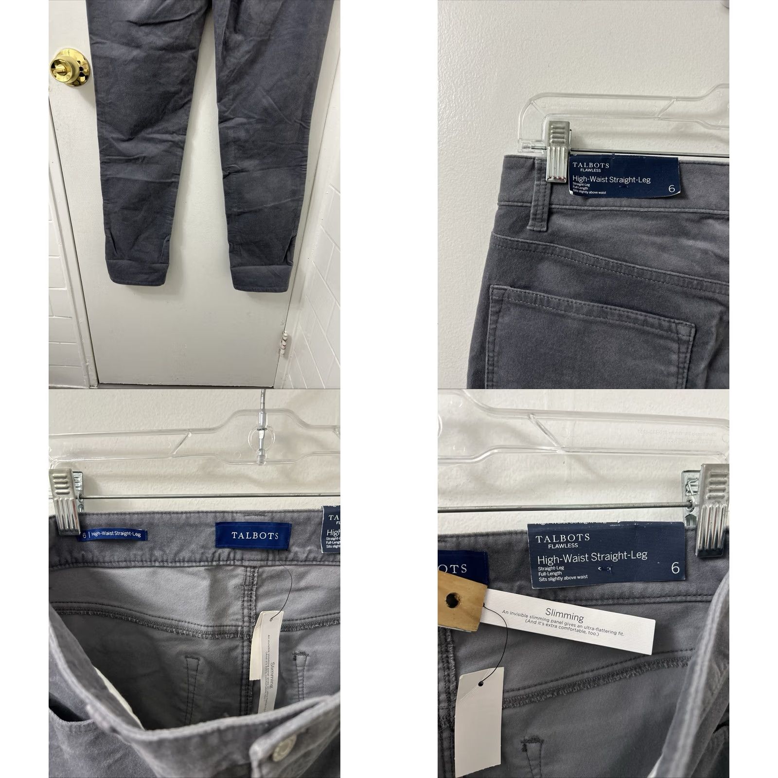 Talbots Talbots Pants Womens 6 Gray High Waist Slim Straight Leg 32x30 Cotton Blend Zipper Button Pockets Chino Fall Winter Size 28" / US 6 / IT 42 - 8 Thumbnail