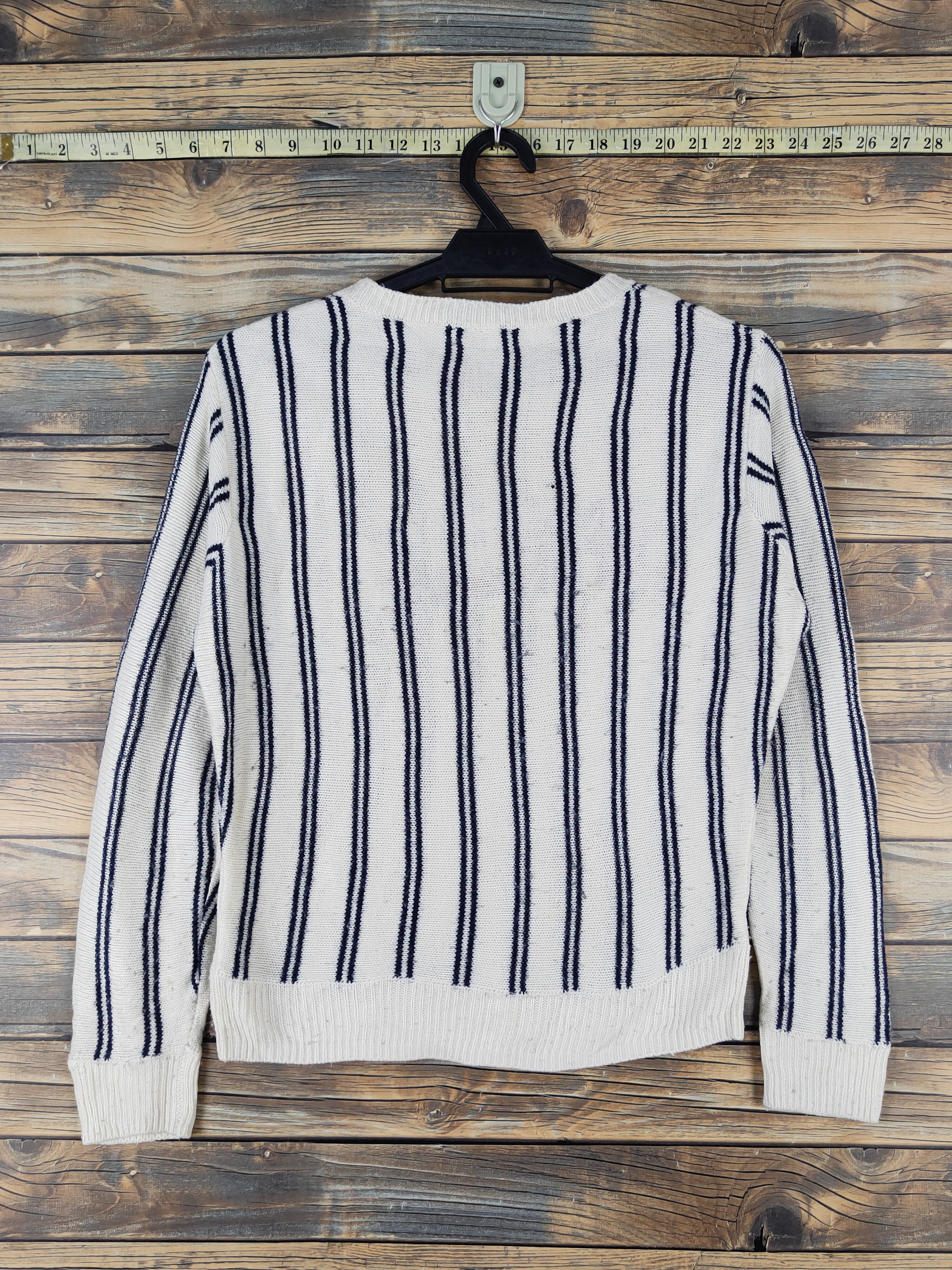 Homespun Knitwear × Japanese Brand × Vintage Pinklatte Cream Navy Stripe Knitwear Sweatshirts #W1682 Size XS / US 0-2 / IT 36-38 - 7 Thumbnail