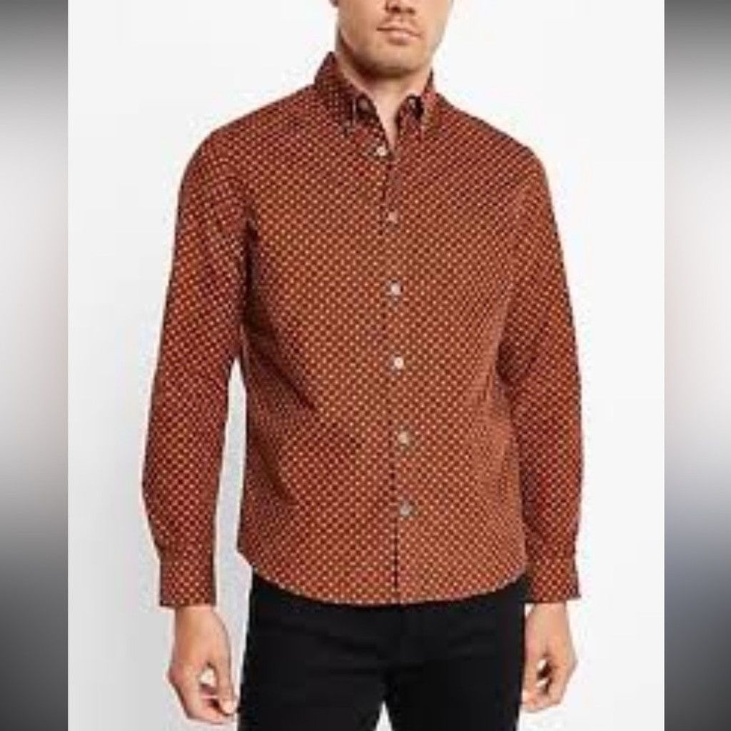 Allsaints ALLSAINTS Spitalfields Brown/Red Slim Fit Modern Shirt Sz XS Size US XS / EU 42 / 0 - 1 Thumbnail