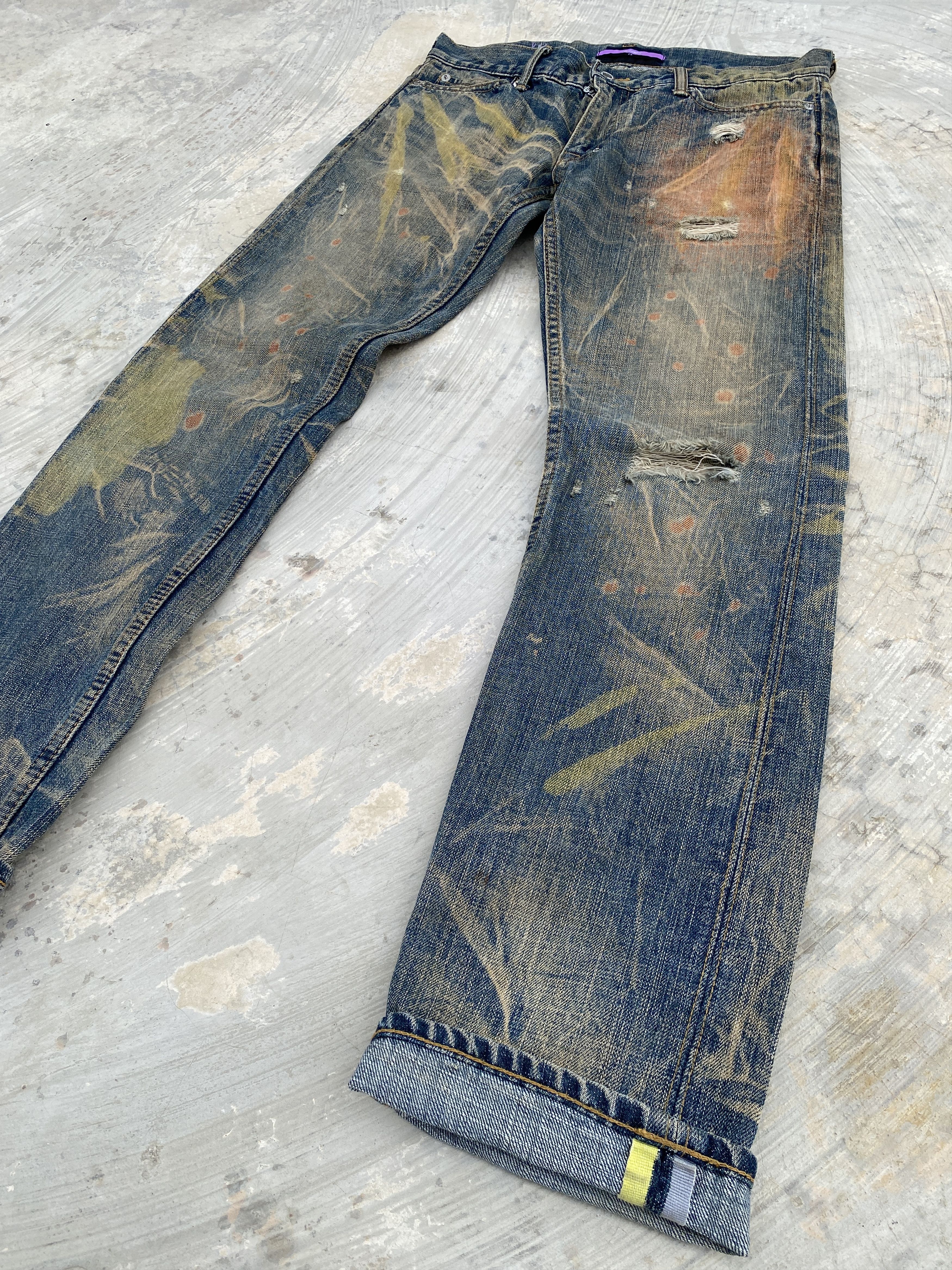 Japanese Brand Swagger Dirty Colourful Wash Selvedge Distressed Jeans Size US 28 / EU 44 - 5 Thumbnail