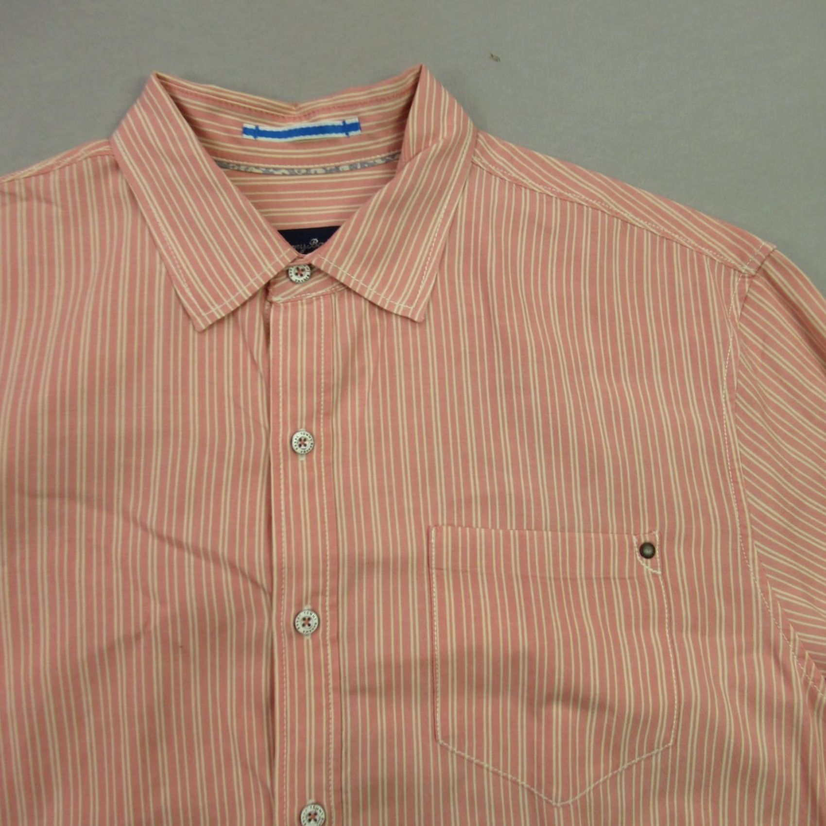 Tommy Bahama Tommy Bahama Mens Large Long Sleeve Button Front Stripes Pocket Orange Shirt Size US L / EU 52-54 / 3 - 2 Thumbnail