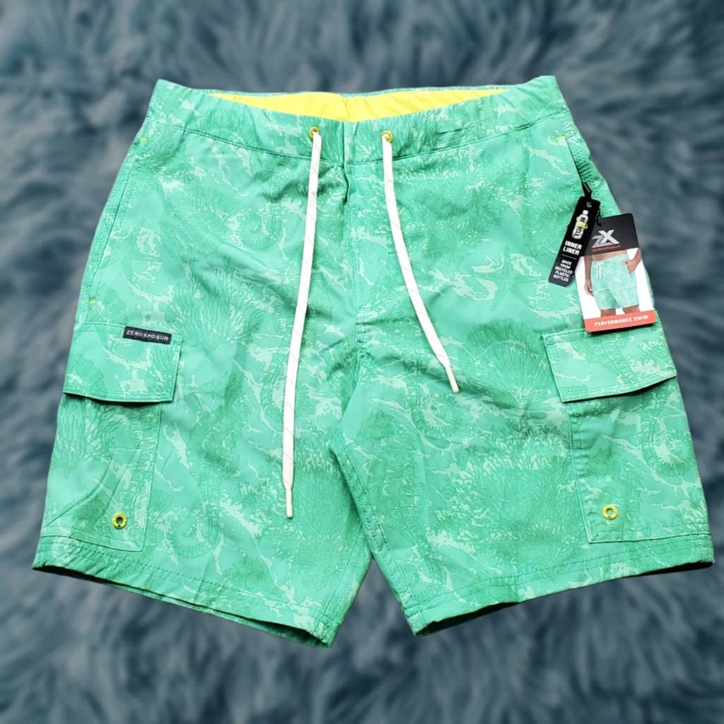 ZeroXposur ZeroXposur Performance Swim Shorts Mens Small Multi Reef Print Lined Drawstring Size US 29 - 1 Thumbnail