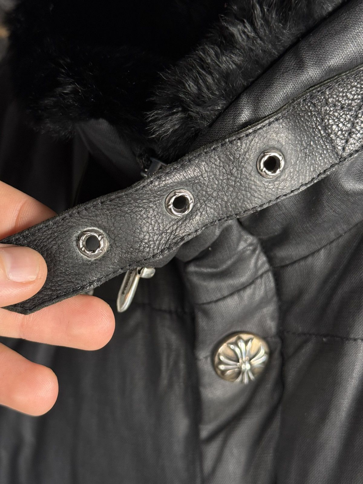 Chrome Hearts 🚭GRAIL🚭 EARLY 2000's MINK COLLAR WAXED COTTON UTILITY JACKET Size US L / EU 52-54 / 3 - 9 Thumbnail