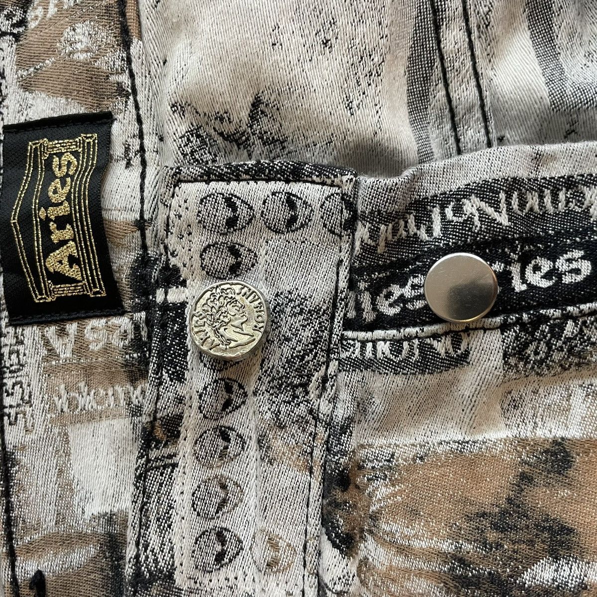 Aries Aries Jesus Pattern Jeans Size US 33 - 4 Thumbnail