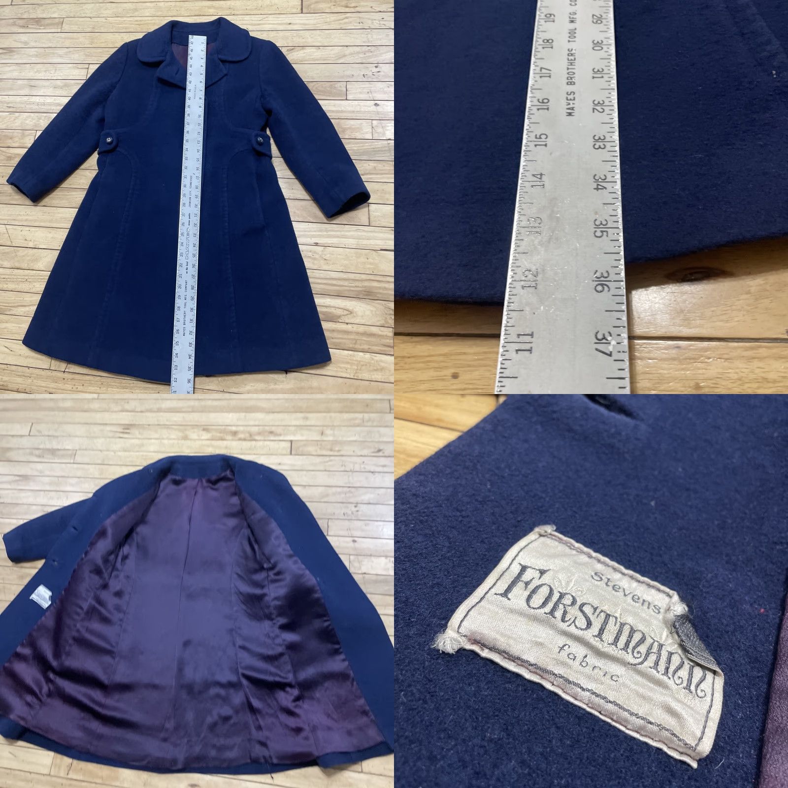 Vintage VINTAGE Trench Coat Women M Blue Stevens Forstmann Fabric vtg Mod 60s Heavyweight Wool Trench Coat Womens Blue 1960s Overcoat Wool Size M / US 6-8 / IT 42-44 - 9 Thumbnail