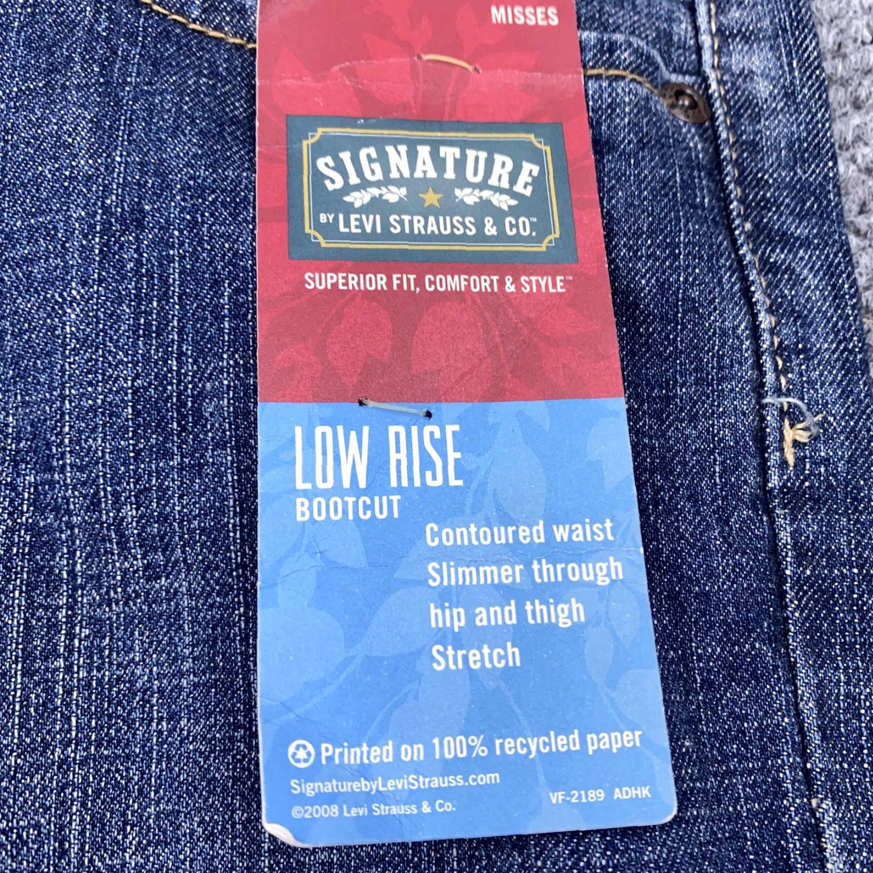 Vintage Signature Levi Strauss Jeans Women 14 Long Blue Low Rise Bootcut Stretch Denim Size 36" / US 14 / IT 50 - 4 Thumbnail